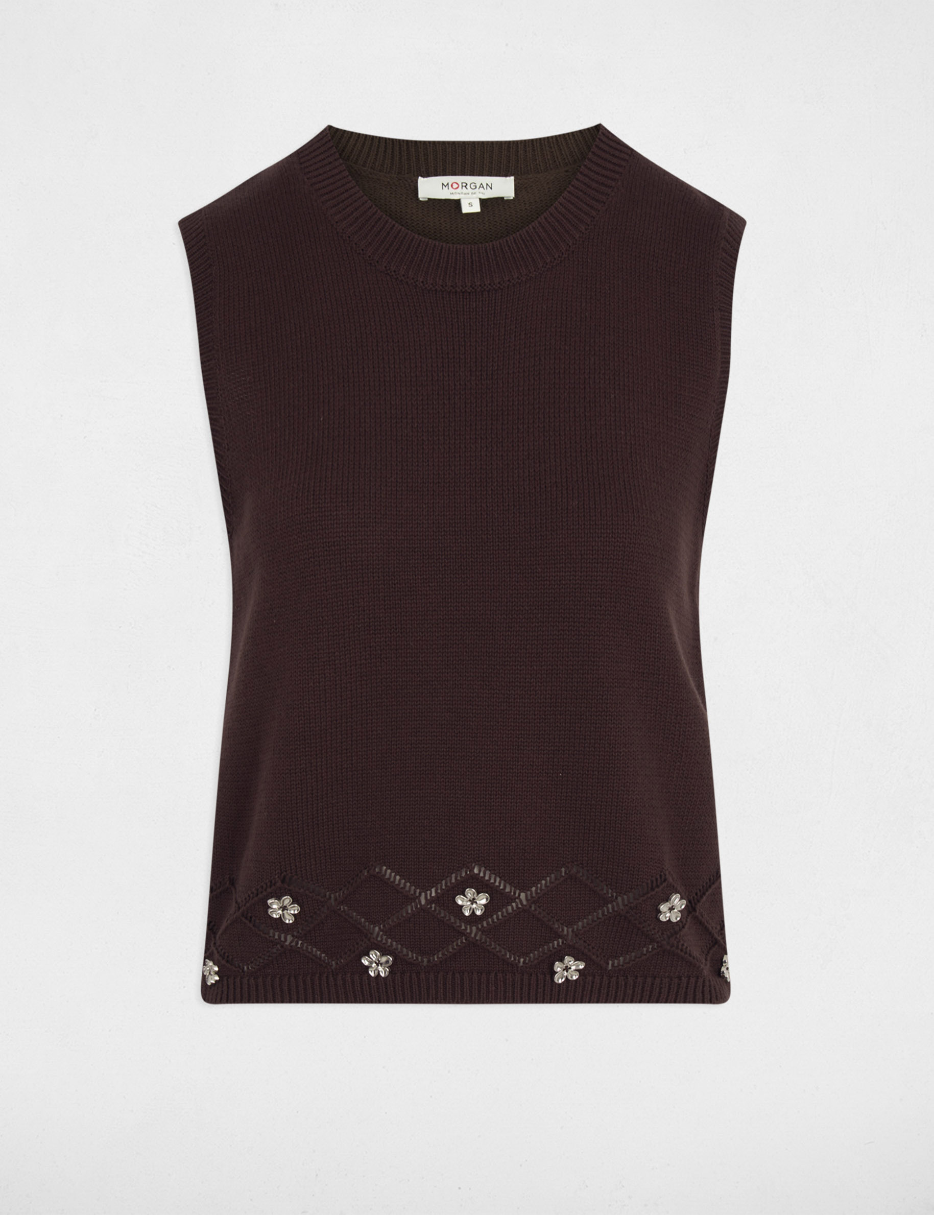 Sleeveless sweater dark brown women