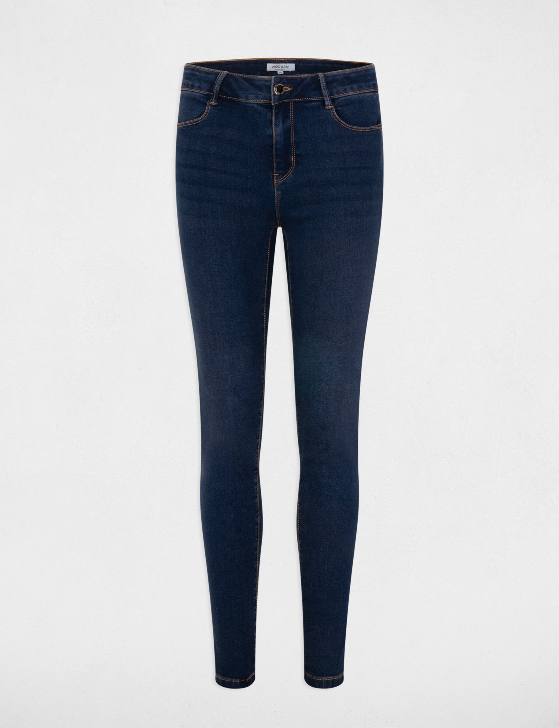 Standard waisted slim jeans raw denim ladies'