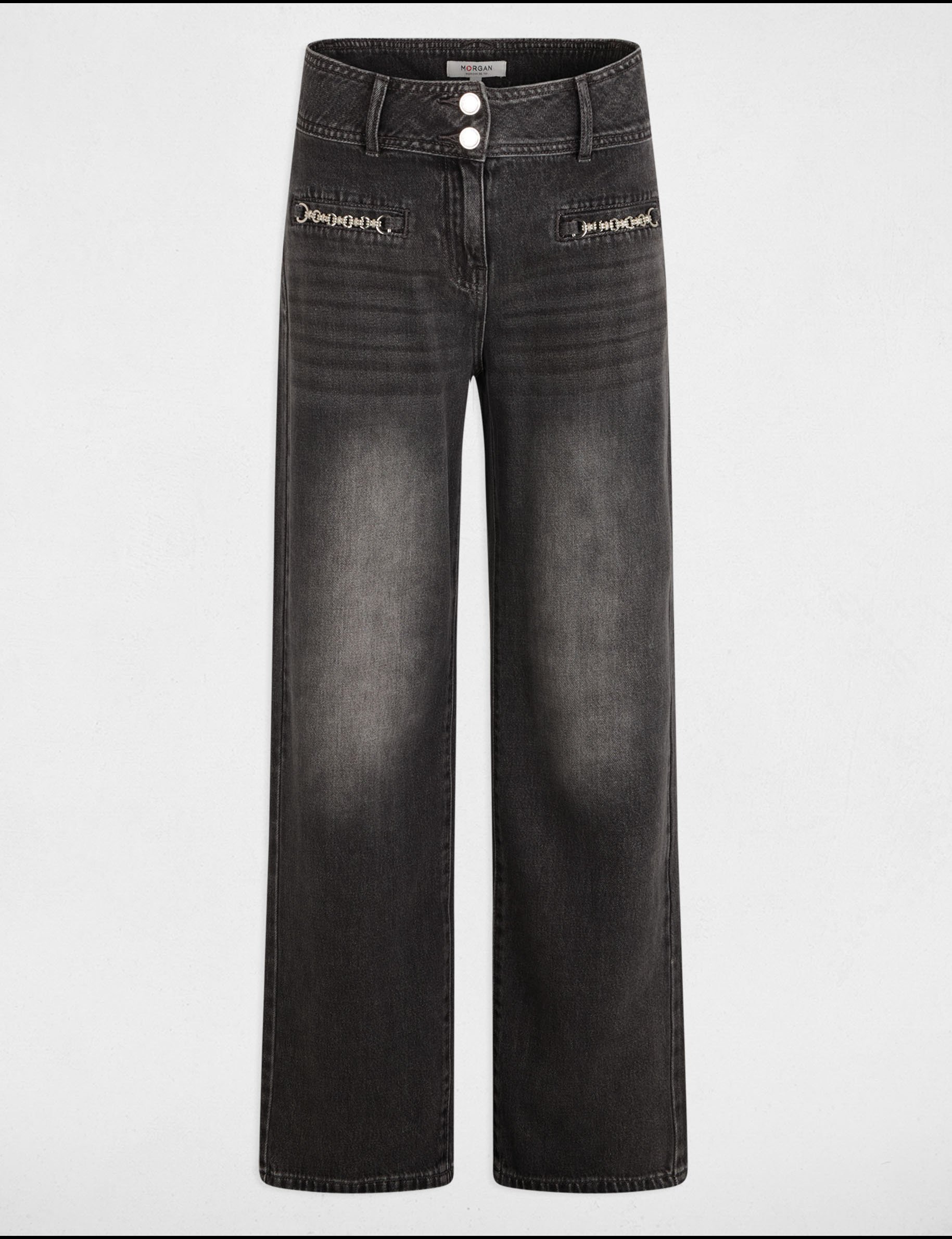 wide leg jeans chain details light grey women Wide leg jeans chain details light grey women