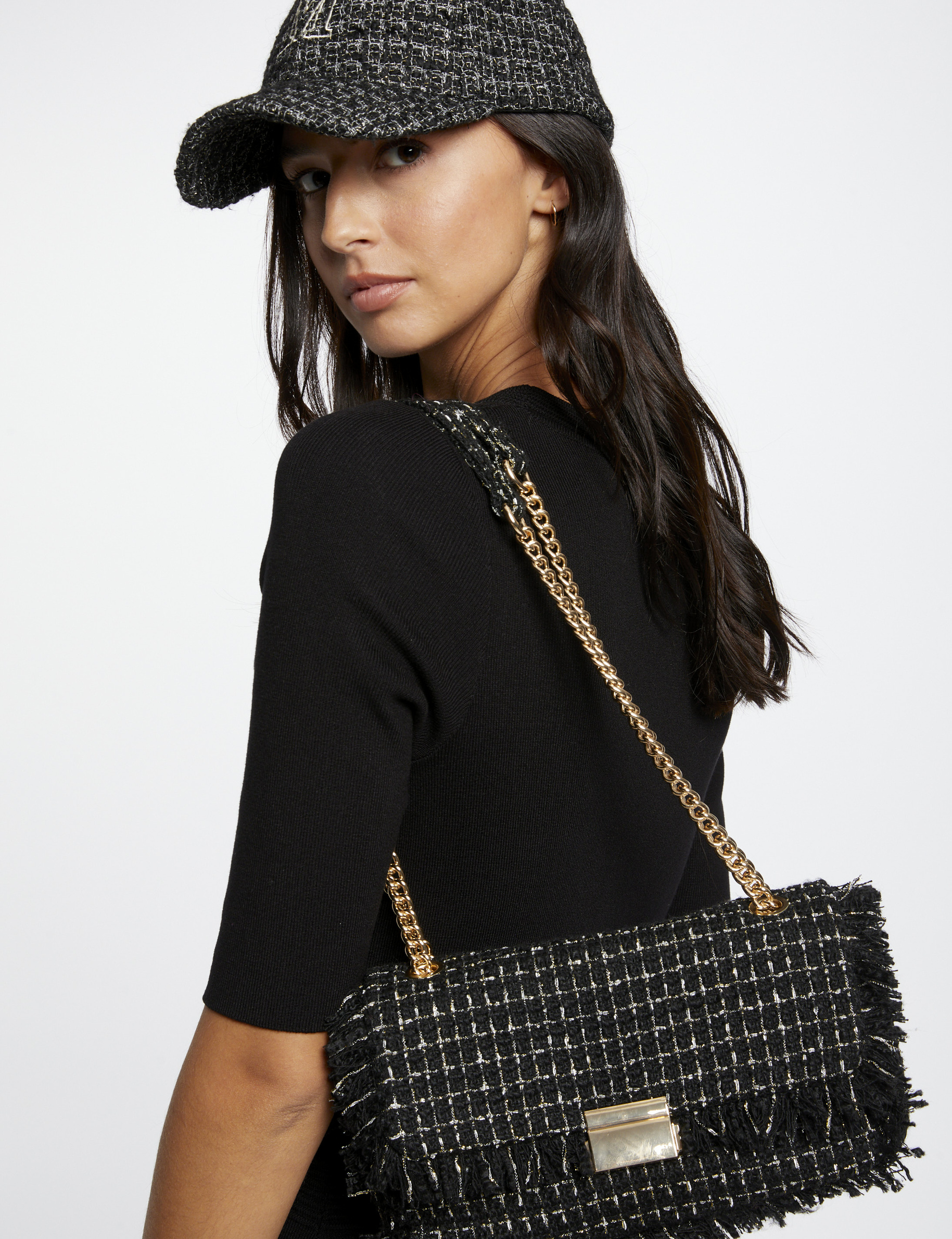 Clutch bag with fringes black ladies Morgan