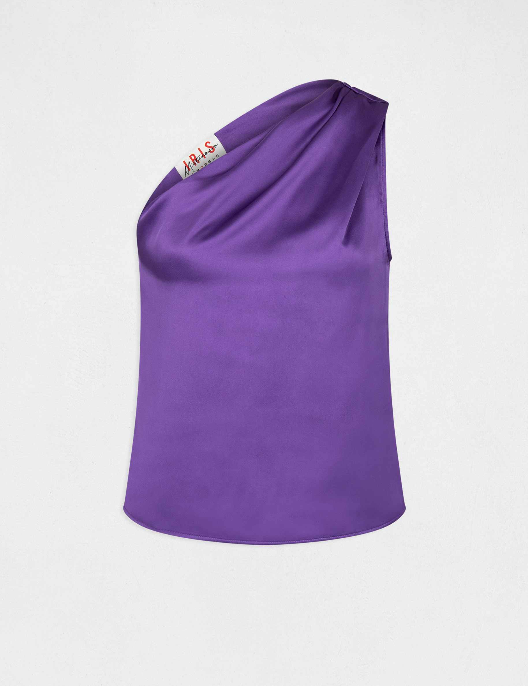 Asymmetrical satin blouse purple ladies'