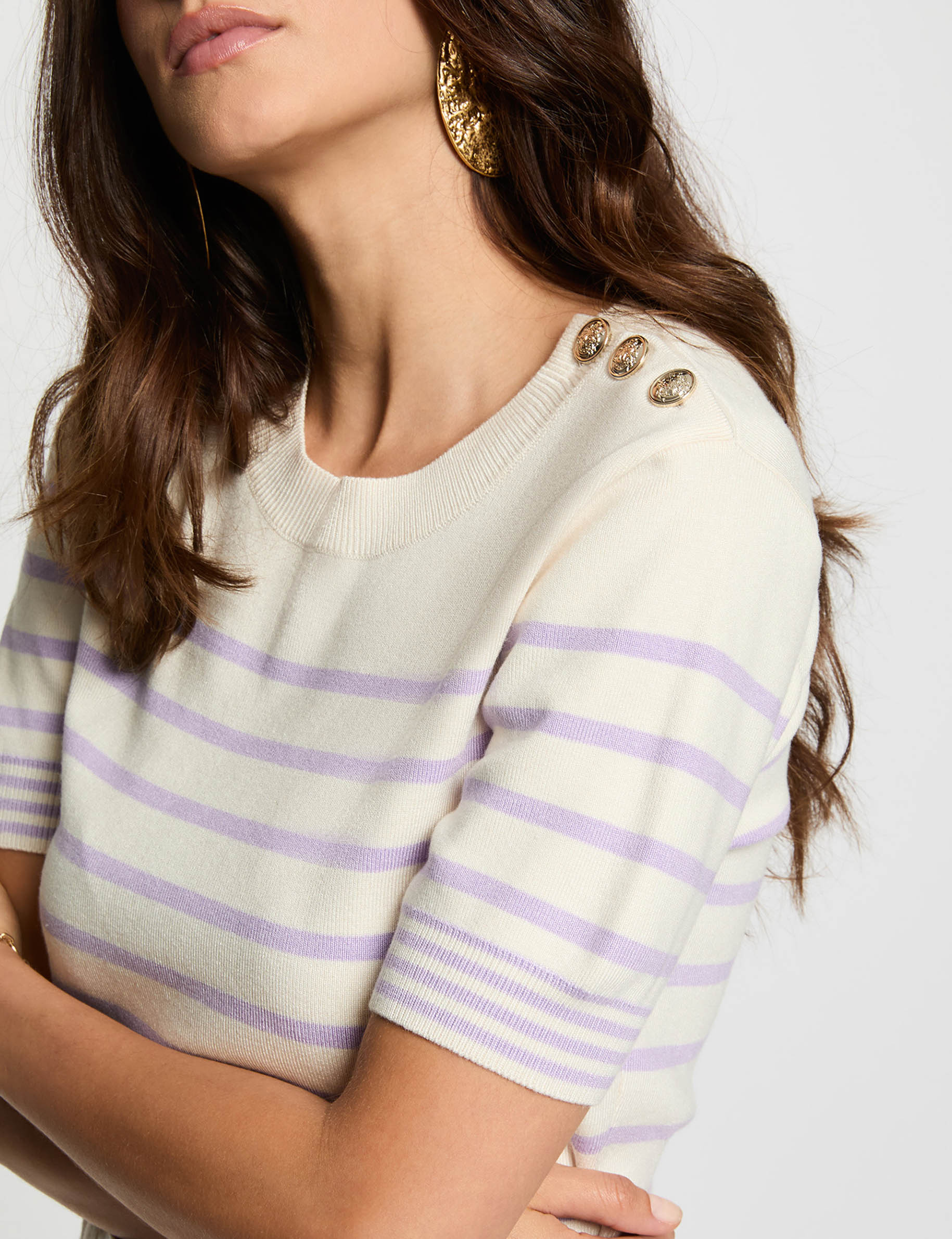 stripped jumper short sleeves ivory women Stripped jumper short-sleeves ivory women