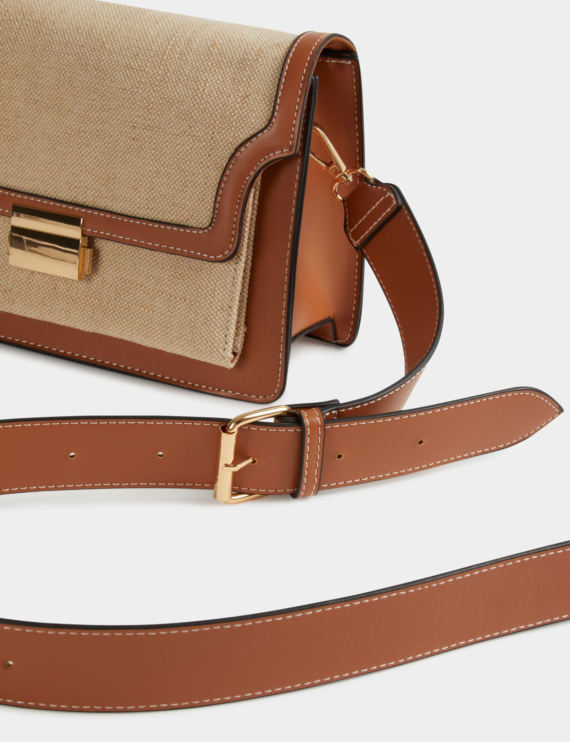 Flap bag with strap chestnut brown ladies'