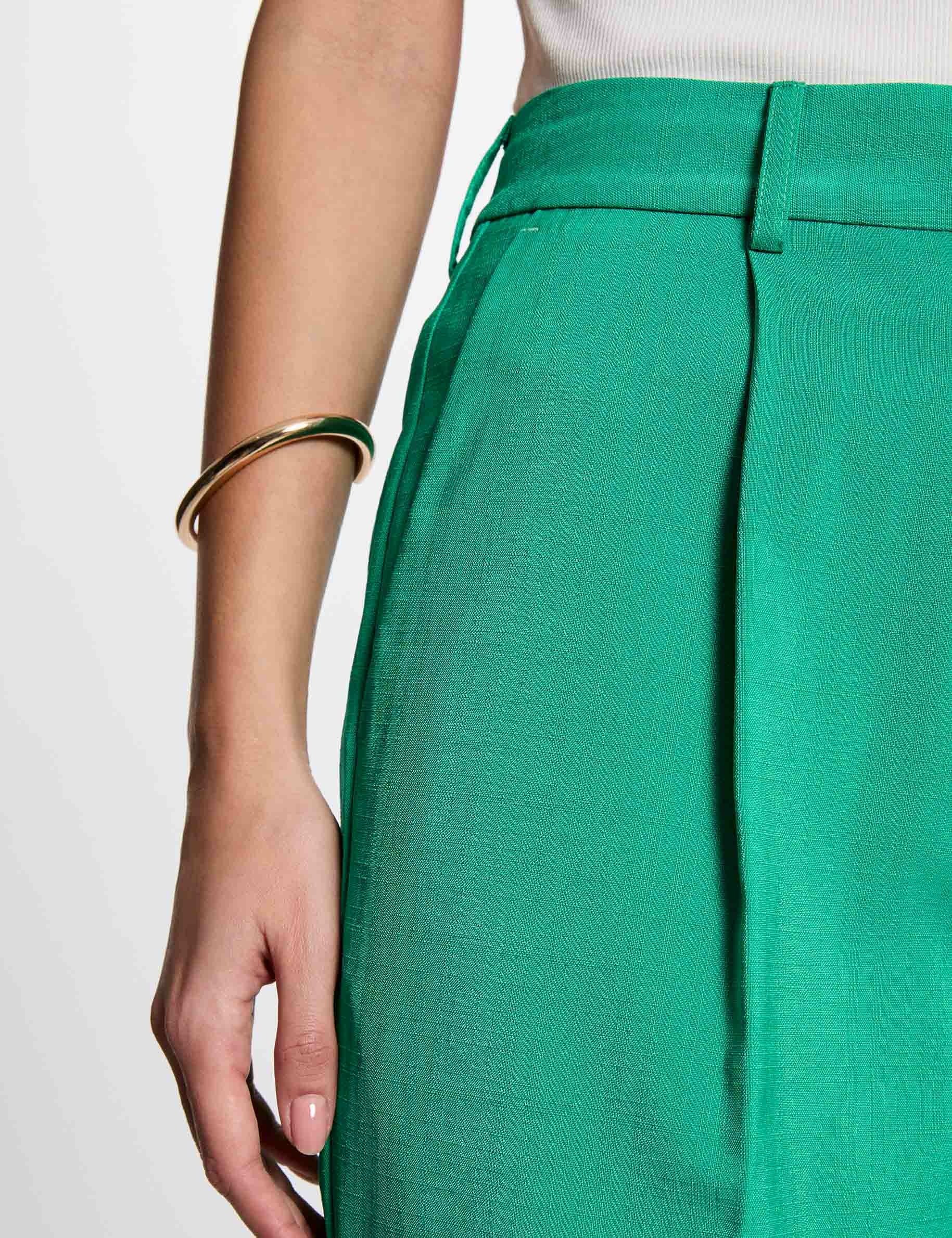 Straight trousers with darts emerald green women