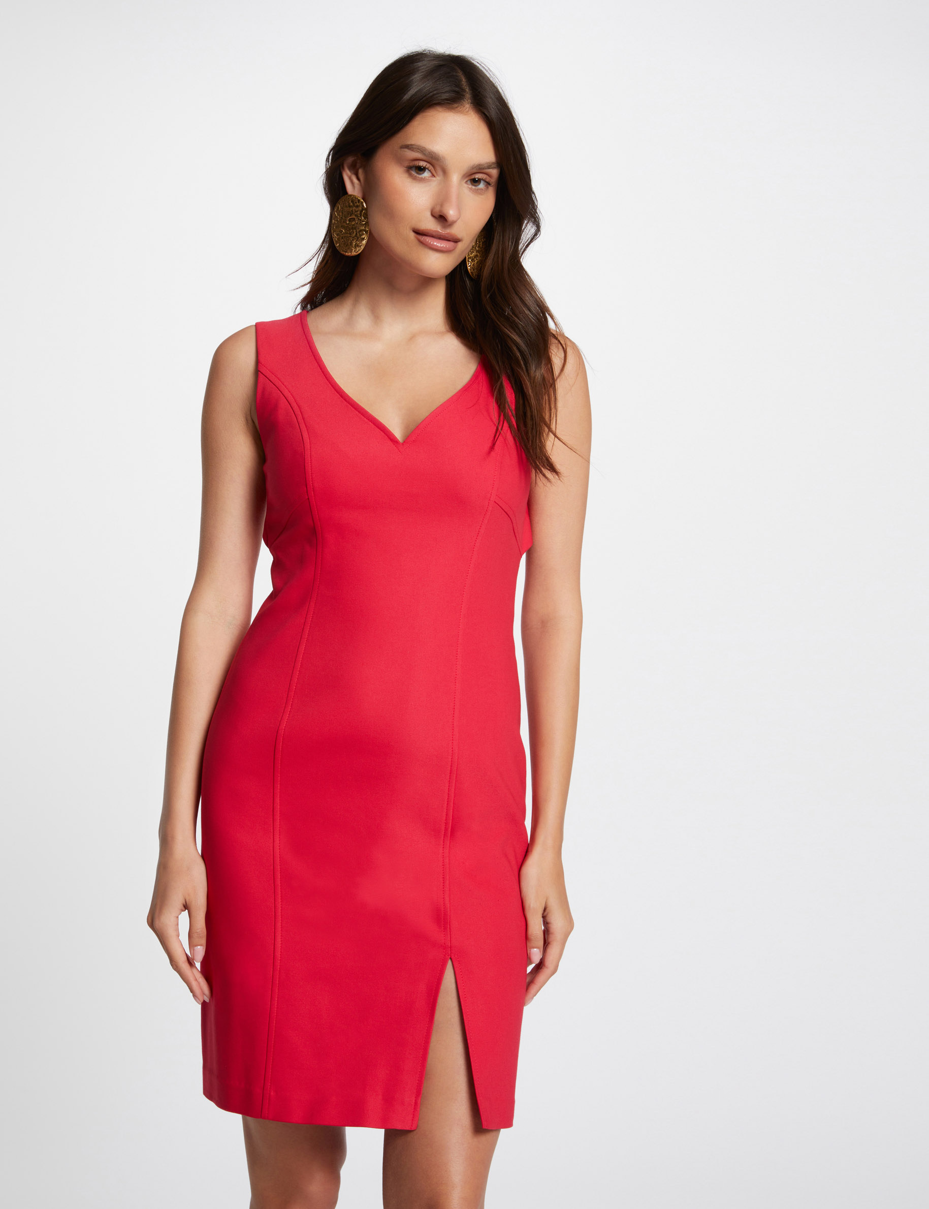 Tight mini dress with slit medium red ladies'