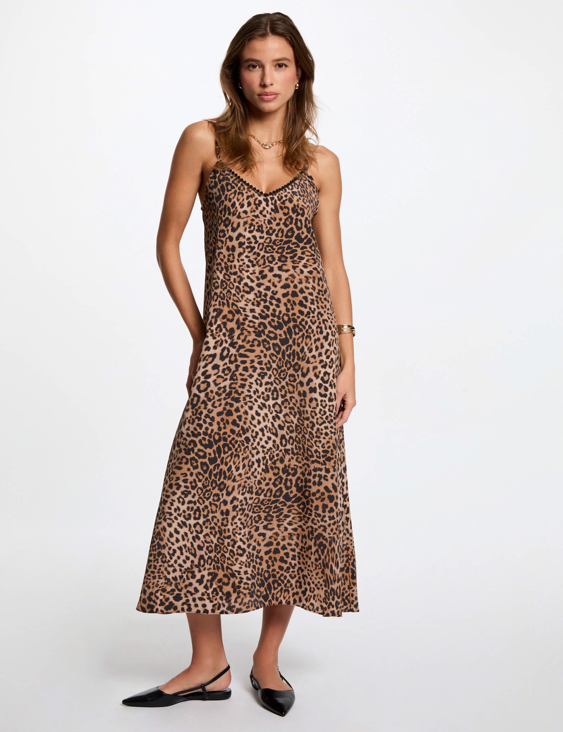 Printed straight midi dress multicolor women