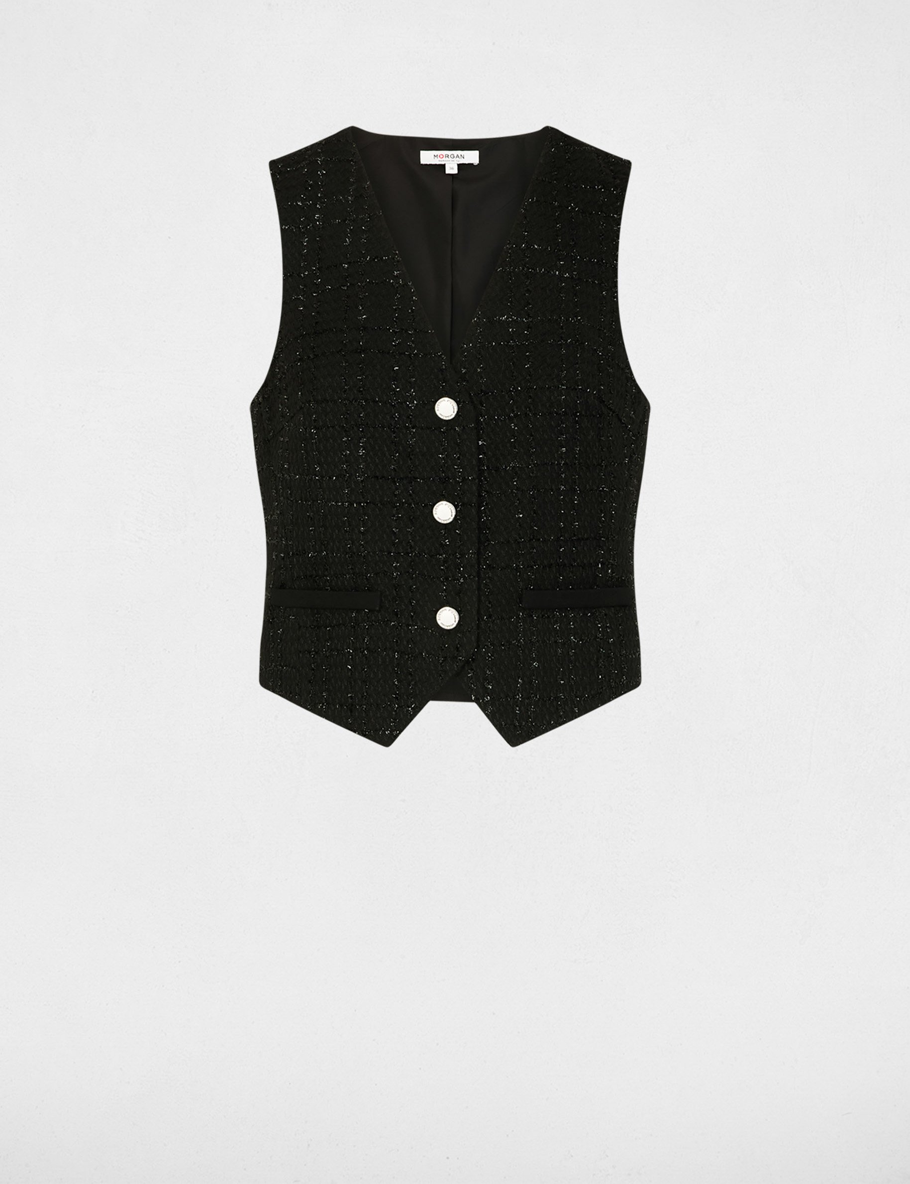 Fitted sleeveless gilet black women