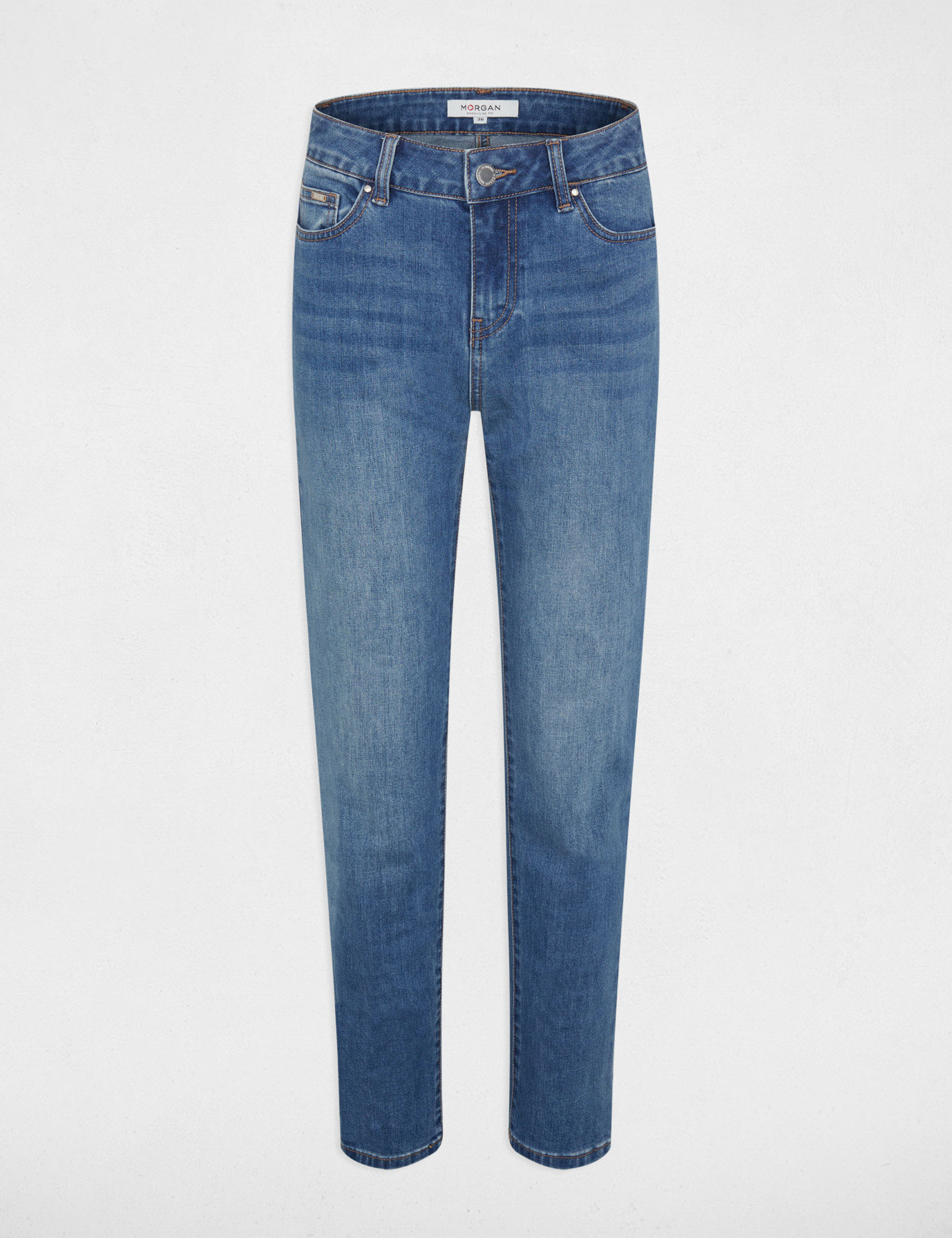 Cropped straight jeans stone denim ladies'