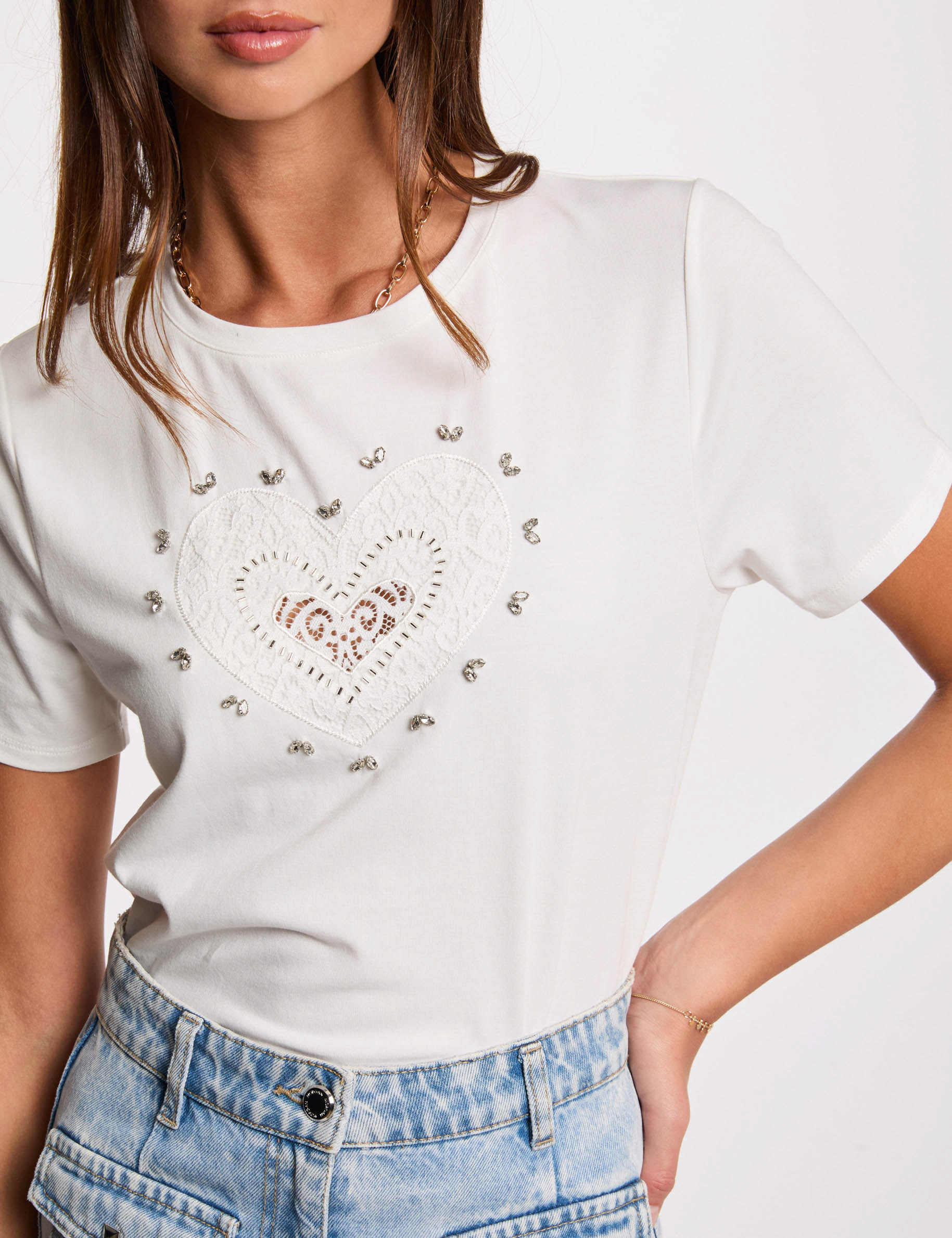 t shirt manches courtes blanc femme T-shirt manches courtes blanc femme