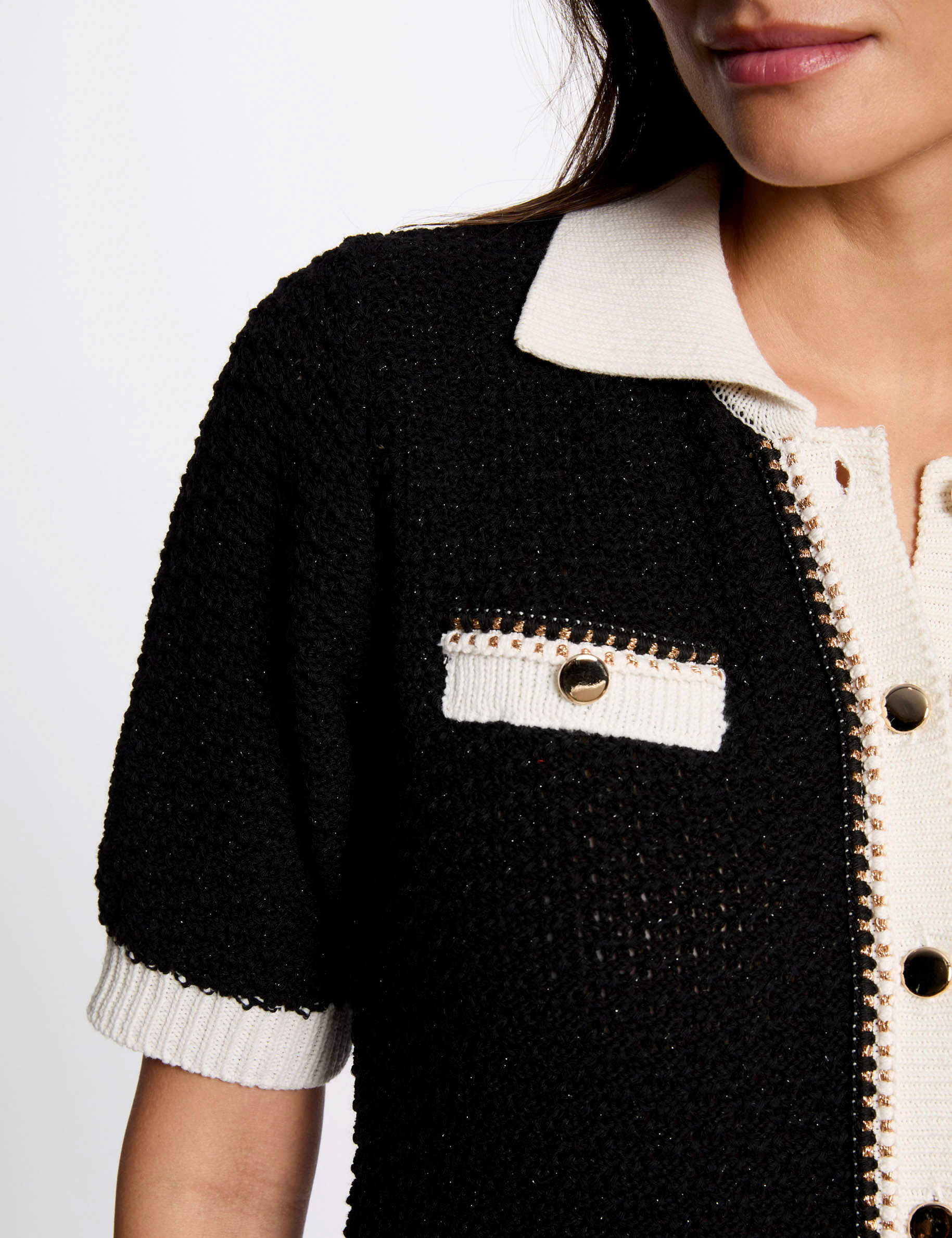 Gilet col à revers noir femme