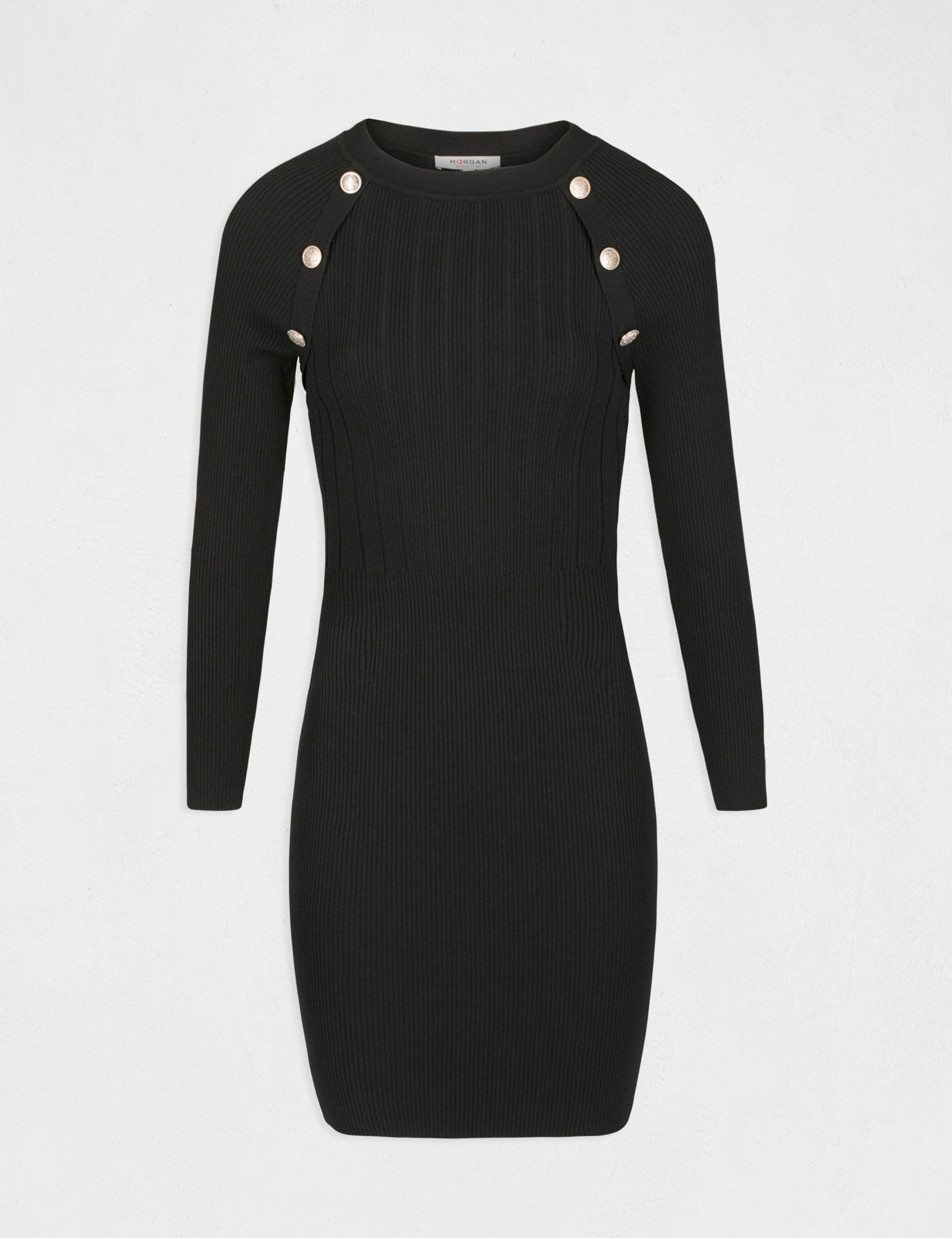 Fitted jumper dress with buttons black women