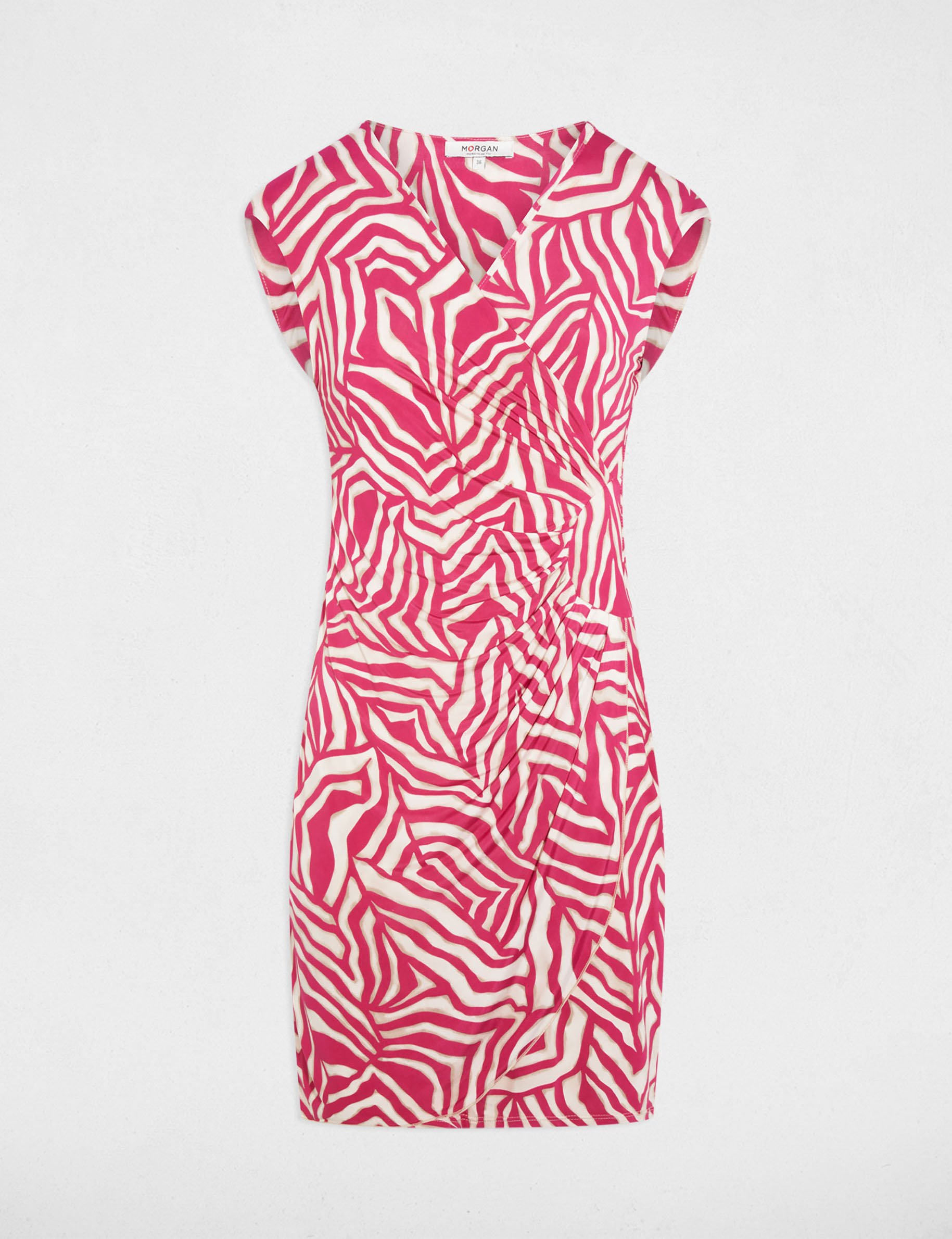 Short dress with V-neck multicolor women