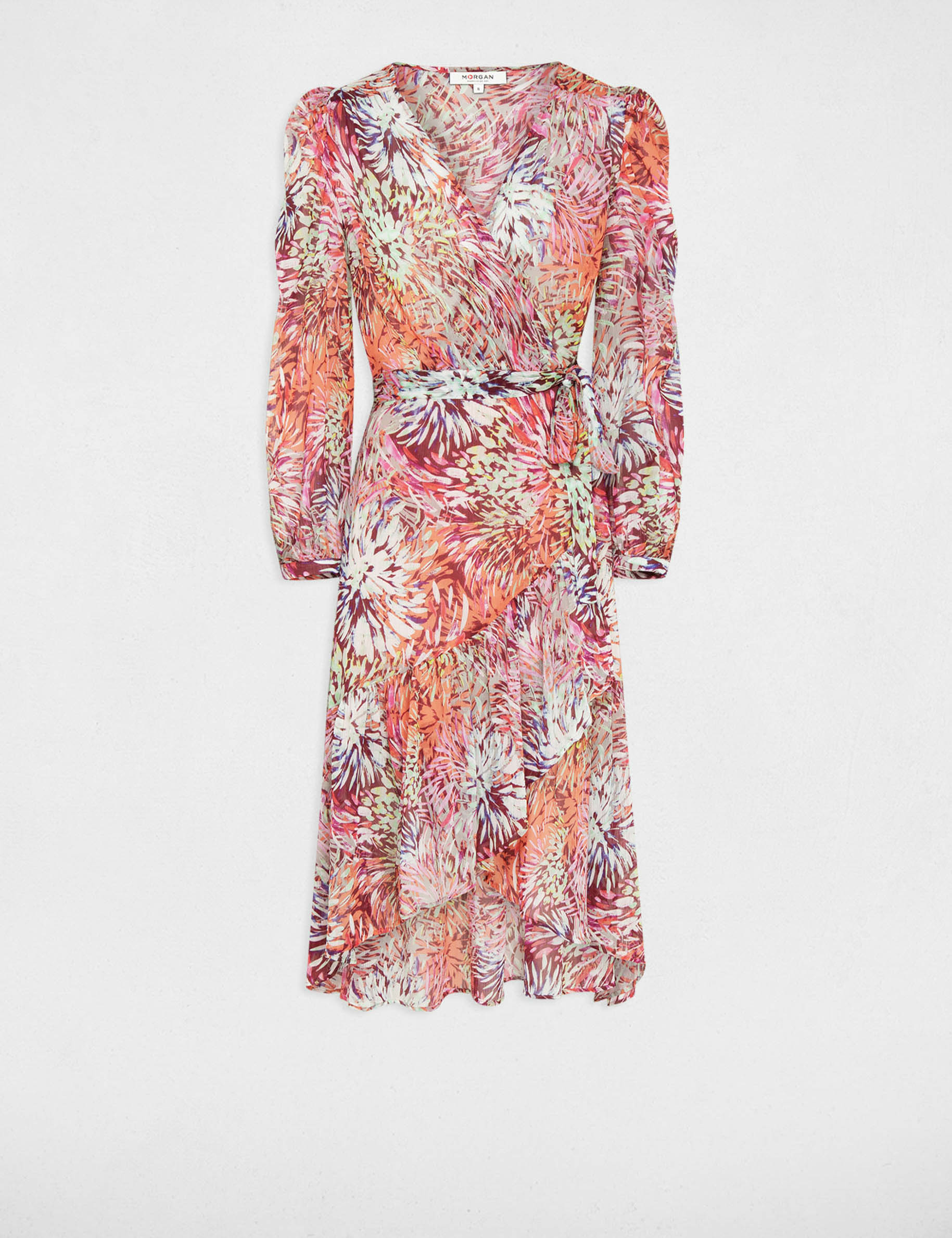 printed midi wrap dress multicolored women Printed midi wrap dress multicolored women