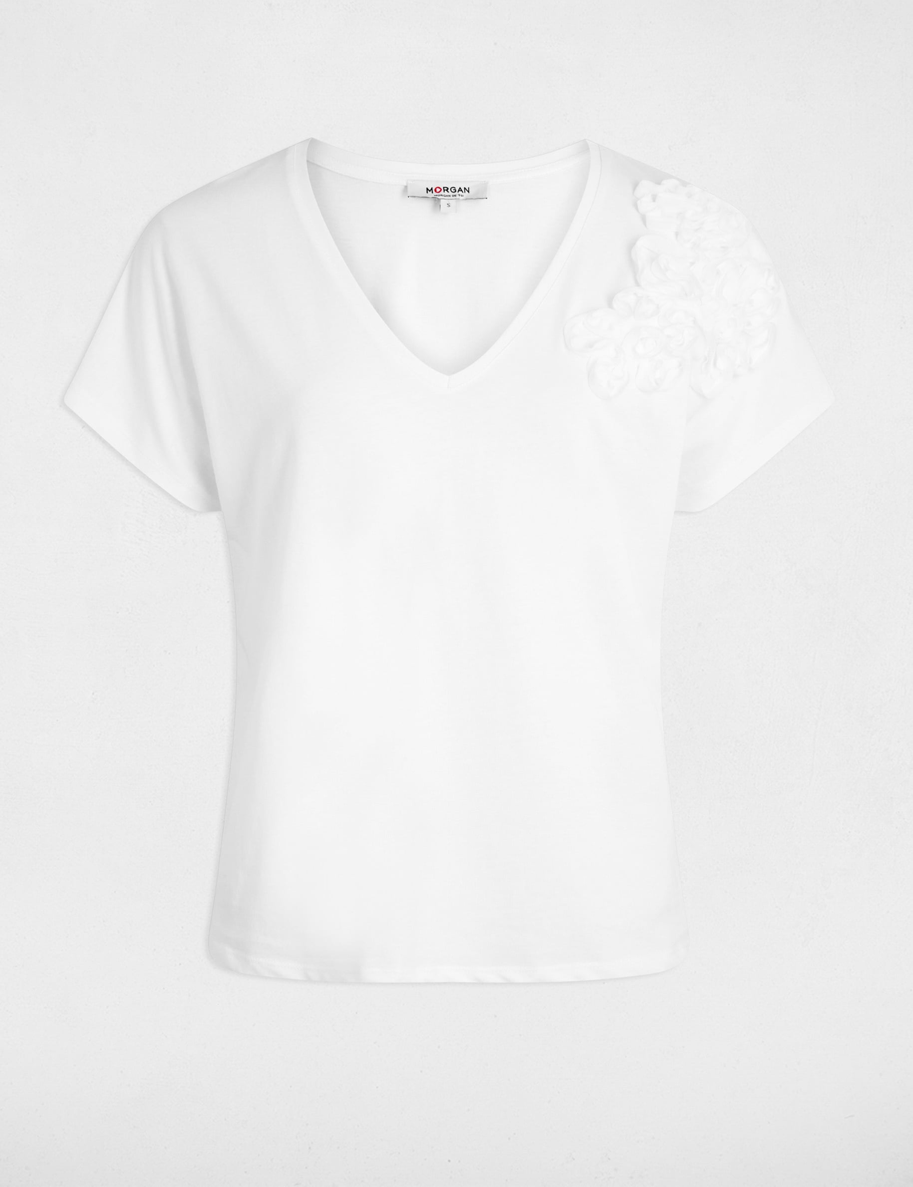 V-neck short-sleeve t-shirt white women
