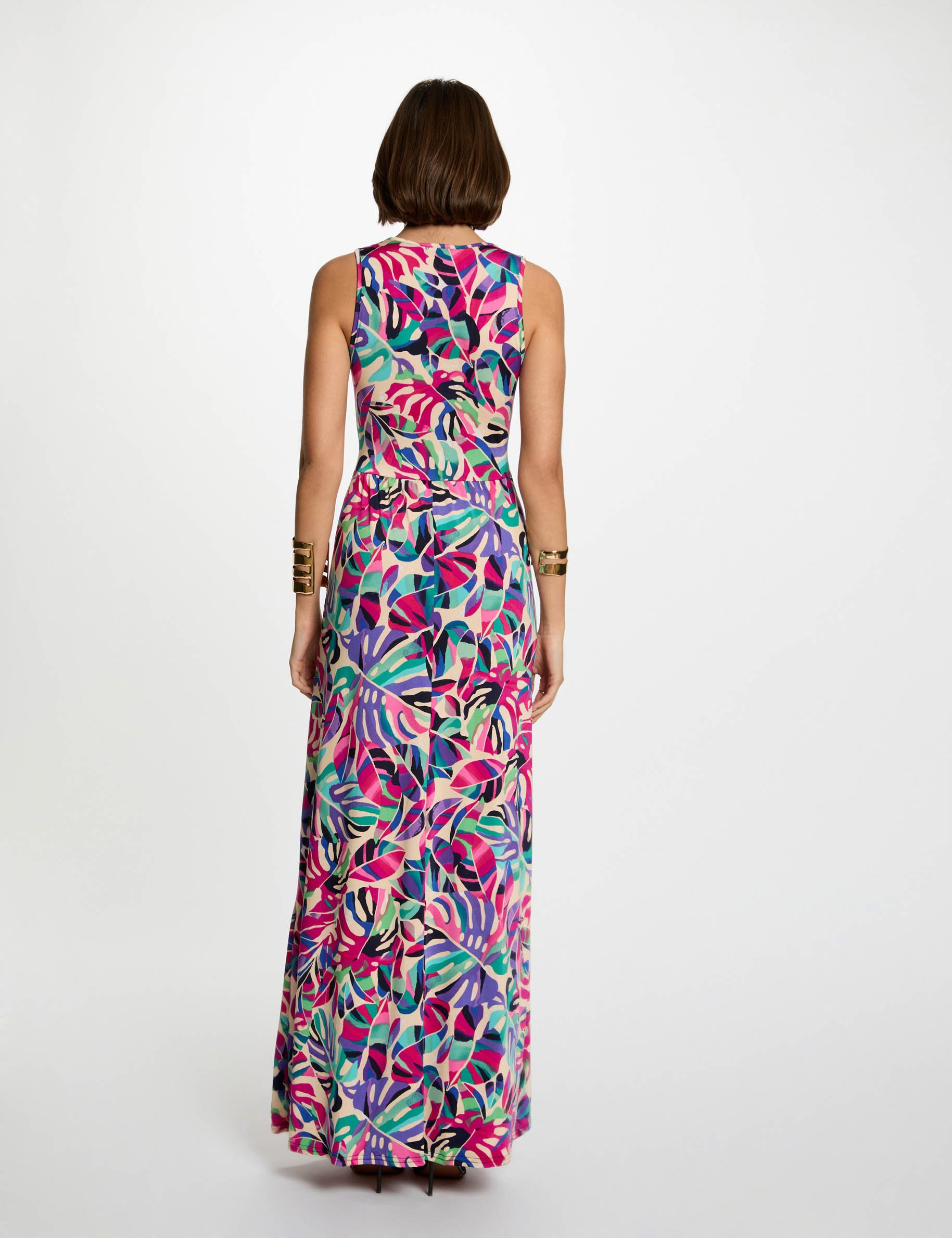 printed maxi straight dress multicolor women Printed maxi straight dress multicolor women