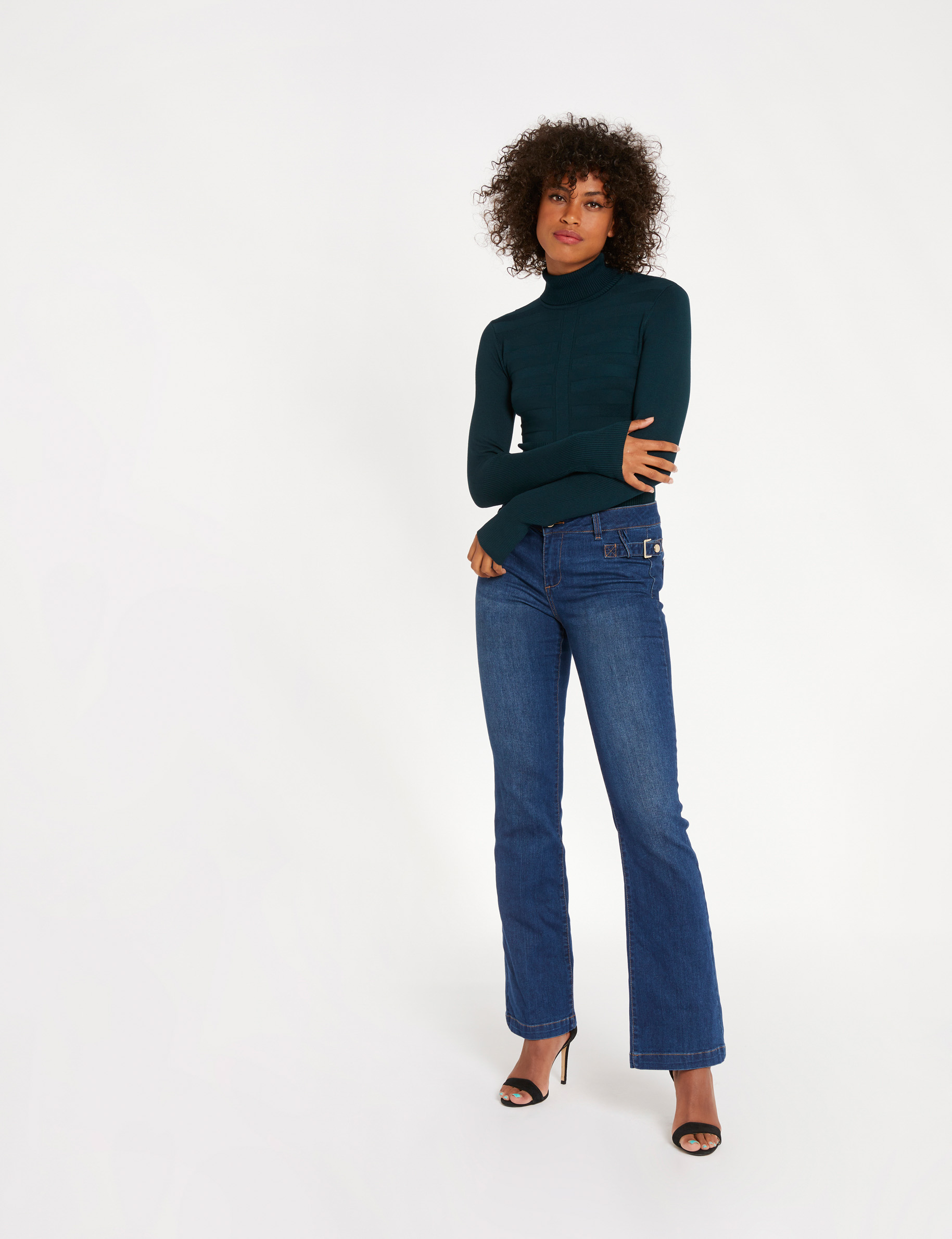 Fitted high neck sweater green women