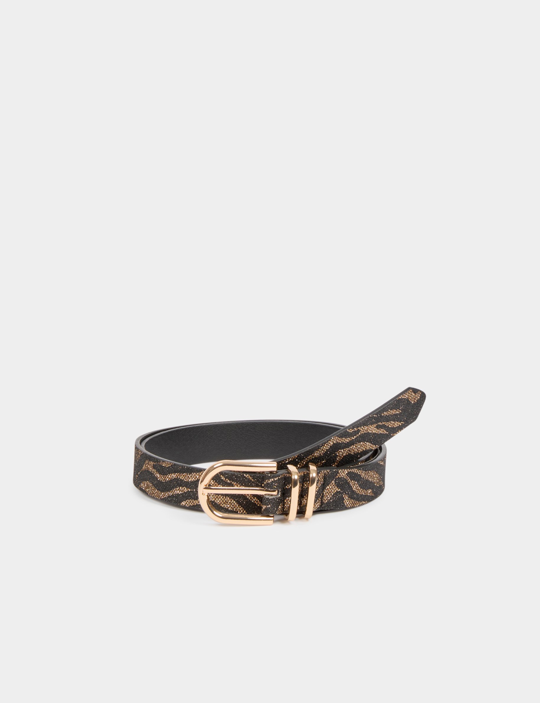 Zebra-print thin belt black women