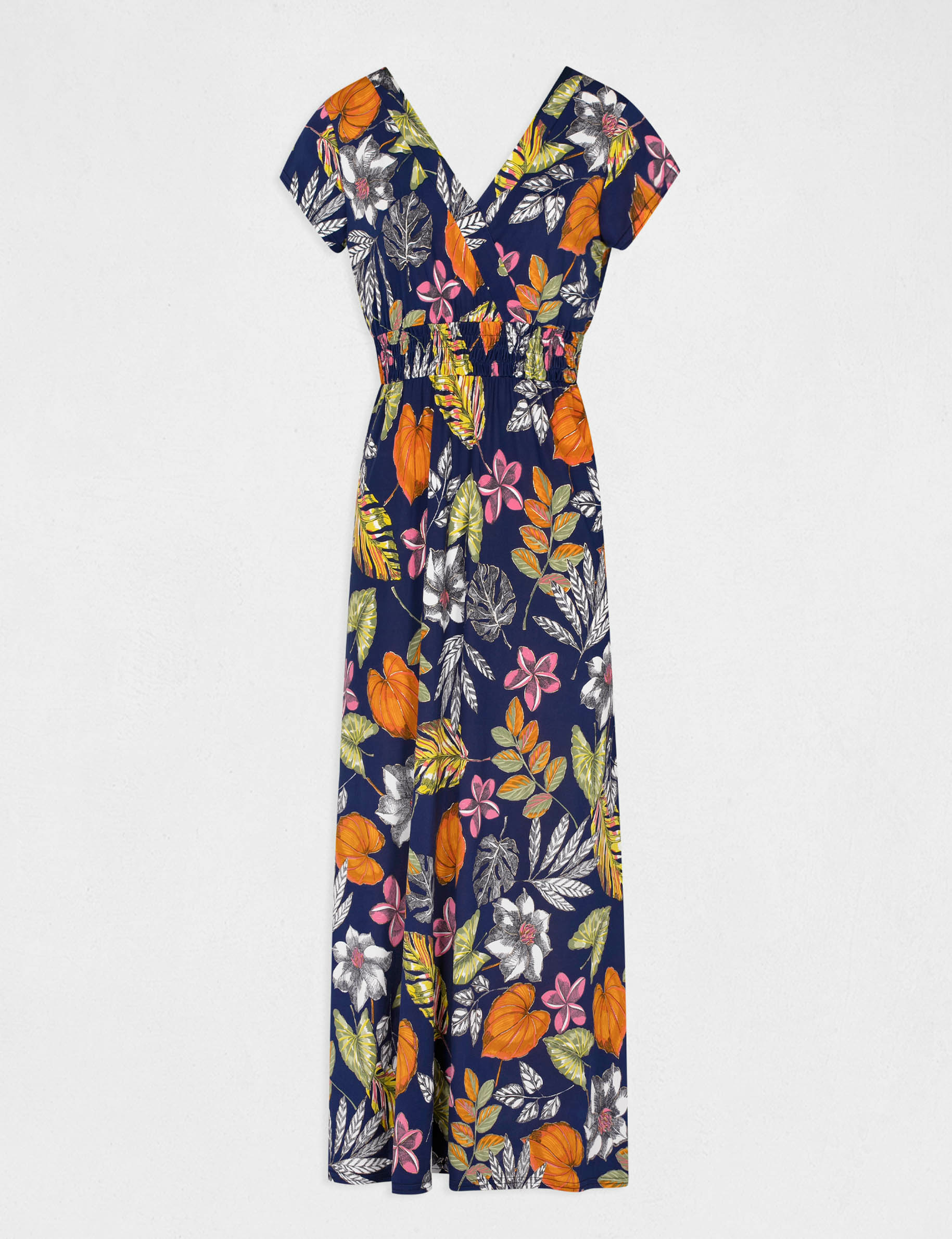 Maxi A-line dress with vegetal print multico ladies'