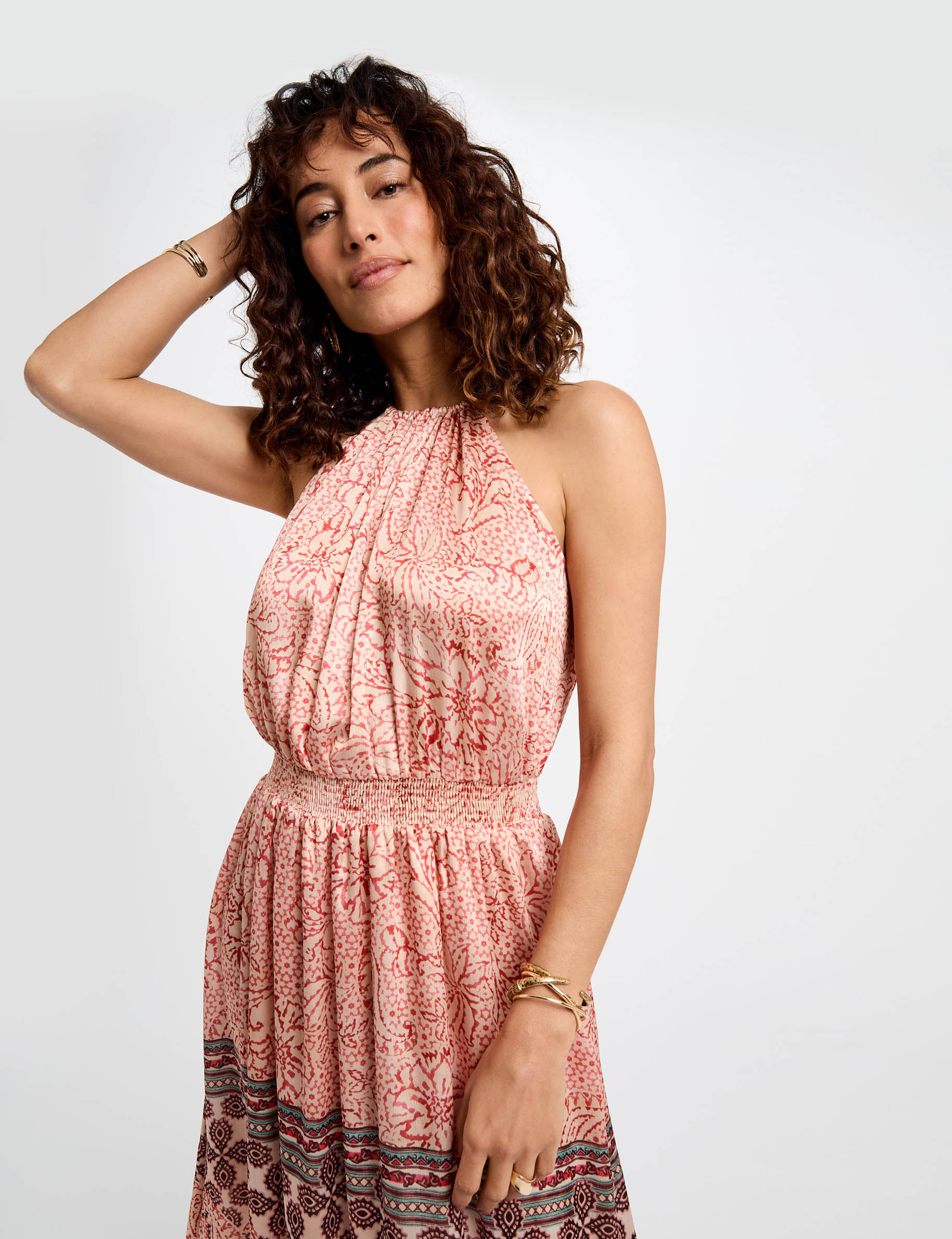 Printed maxi straight dress multicolor women