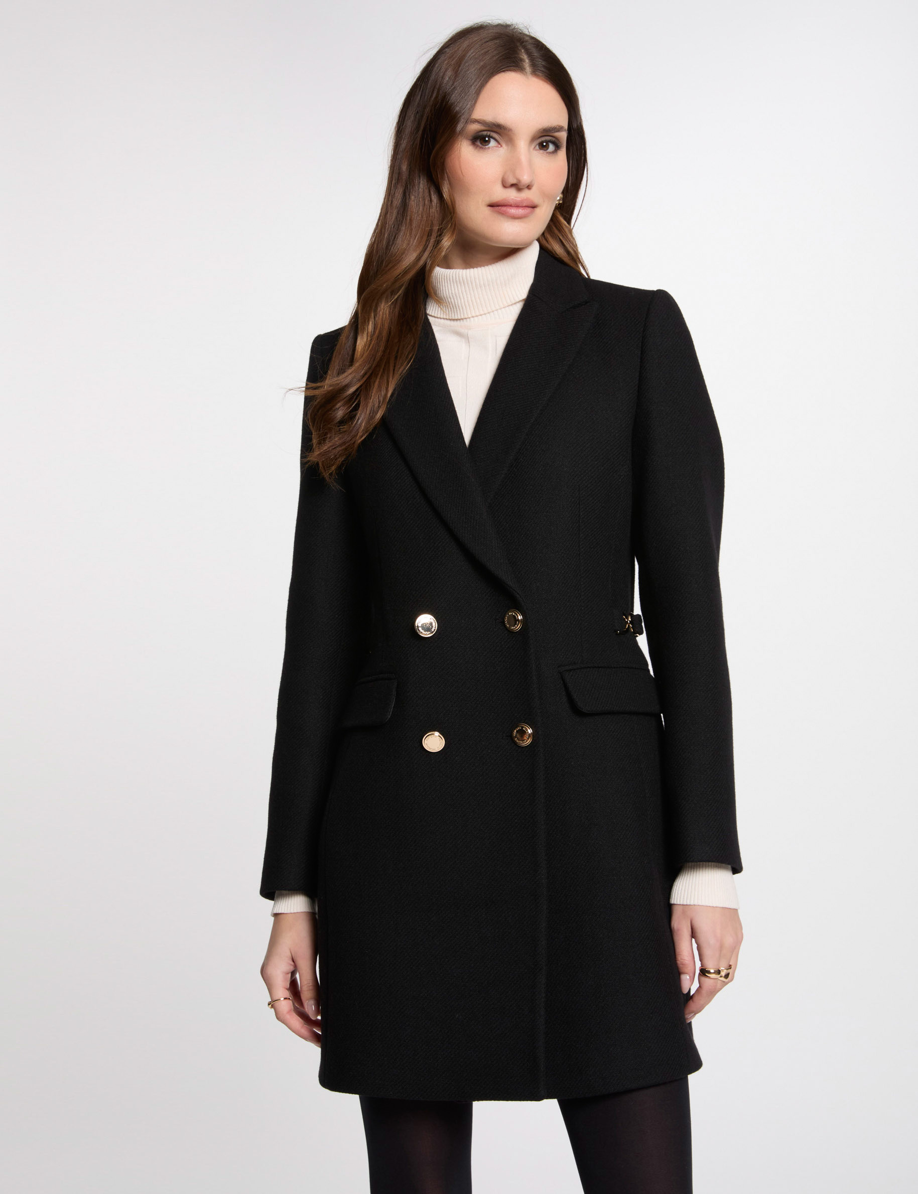 double breasted coat black women Double breasted coat black women