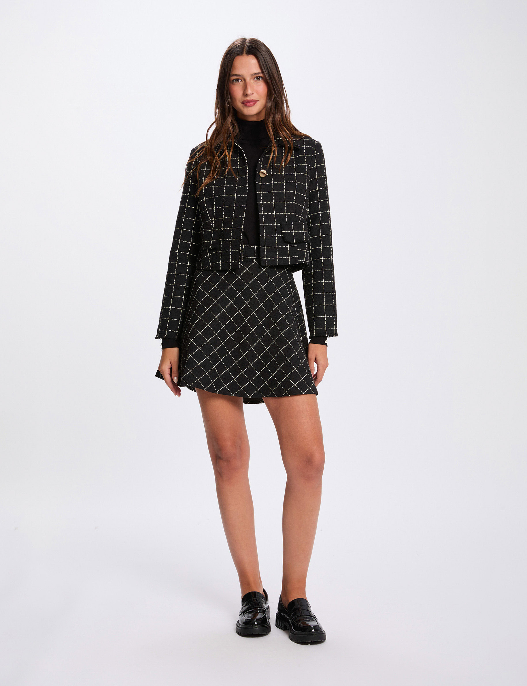 Fitted cropped jacket black women