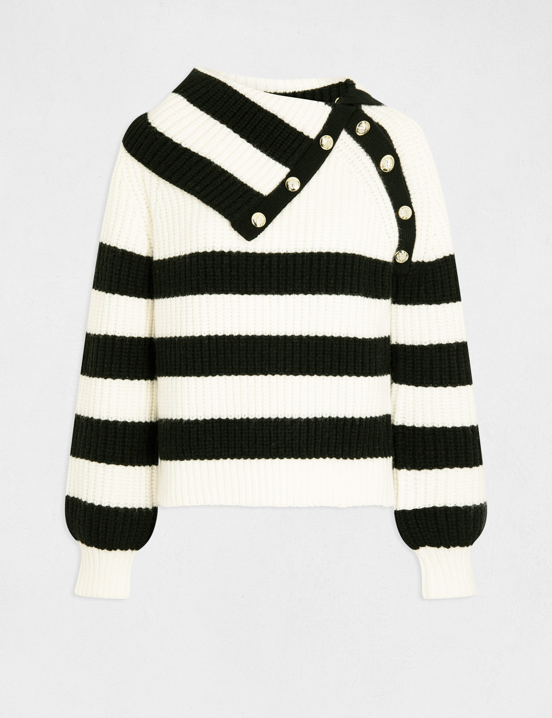 Long-sleeved jumper with stripes ivory ladies'