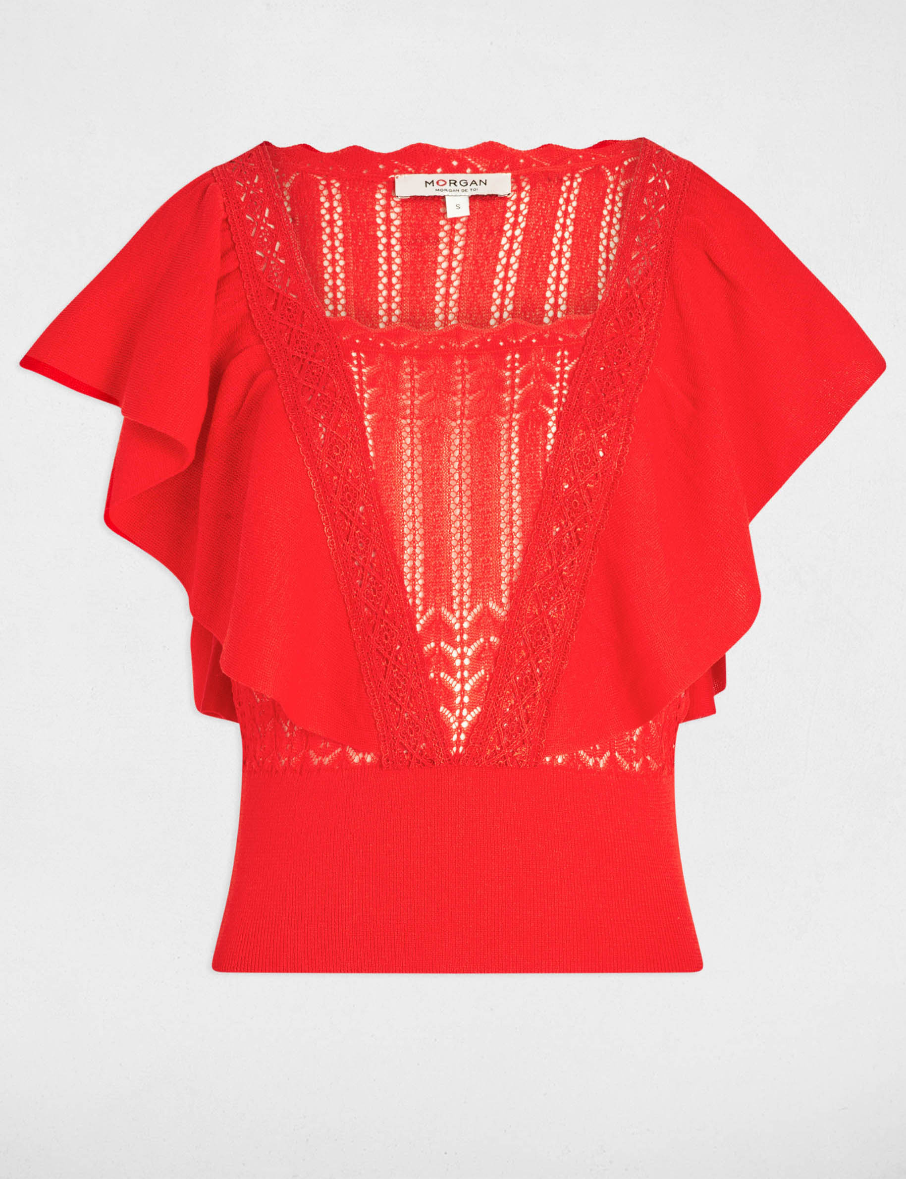 lace short sleeved jumper orange women Lace short-sleeved jumper orange women