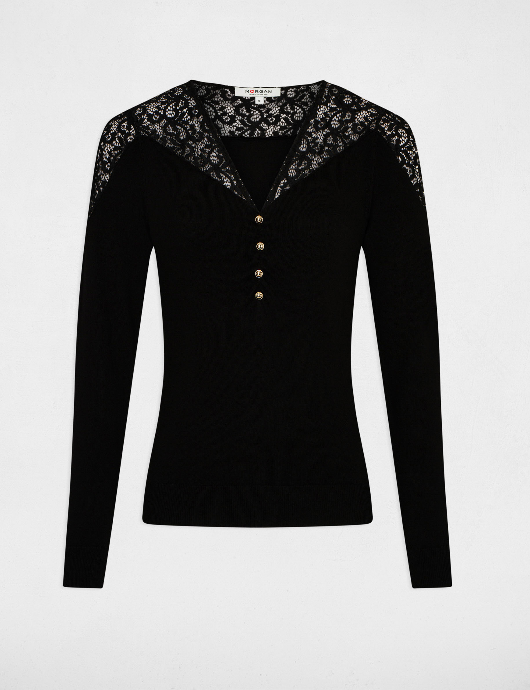long sleeved jumper with lace black women Long-sleeved jumper with lace black women
