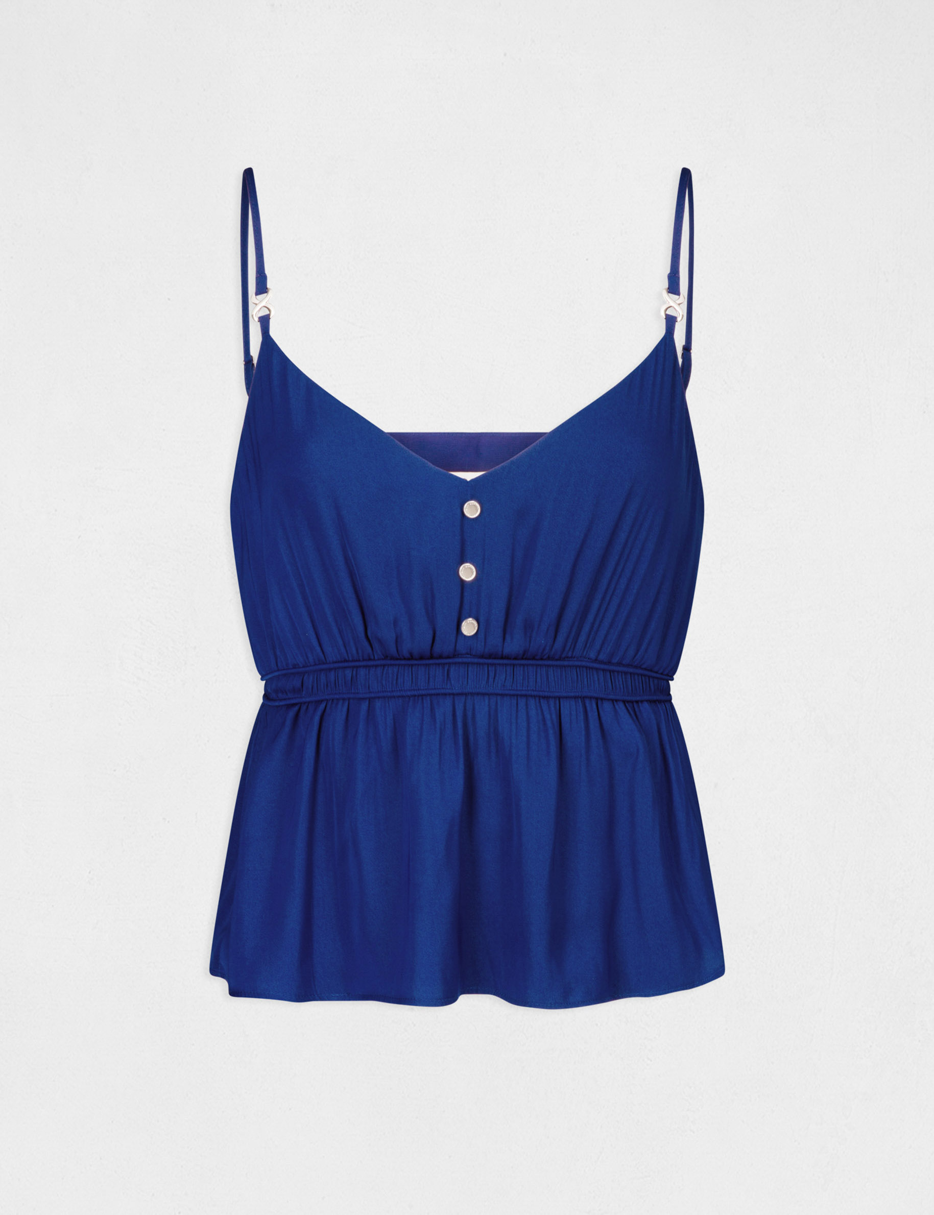 Blouse with thin straps and ornament electric blue ladies' Blouse with thin straps and ornament electric blue ladies'