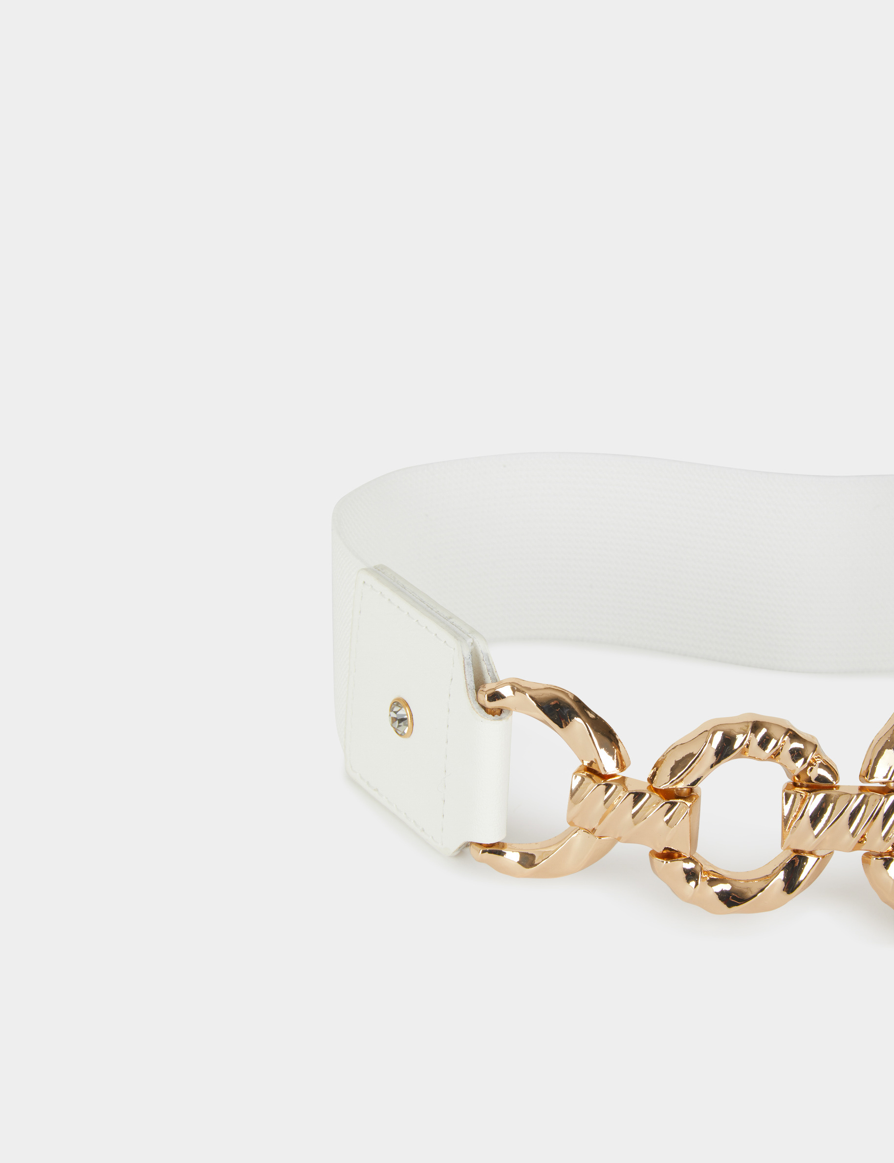 Elasticised belt with ornament white ladies' Elasticised belt with ornament white ladies'