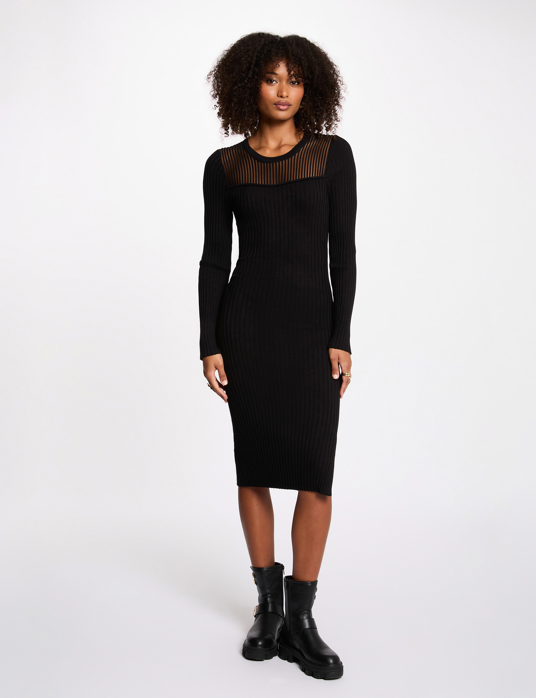 Long openwork dress black women
