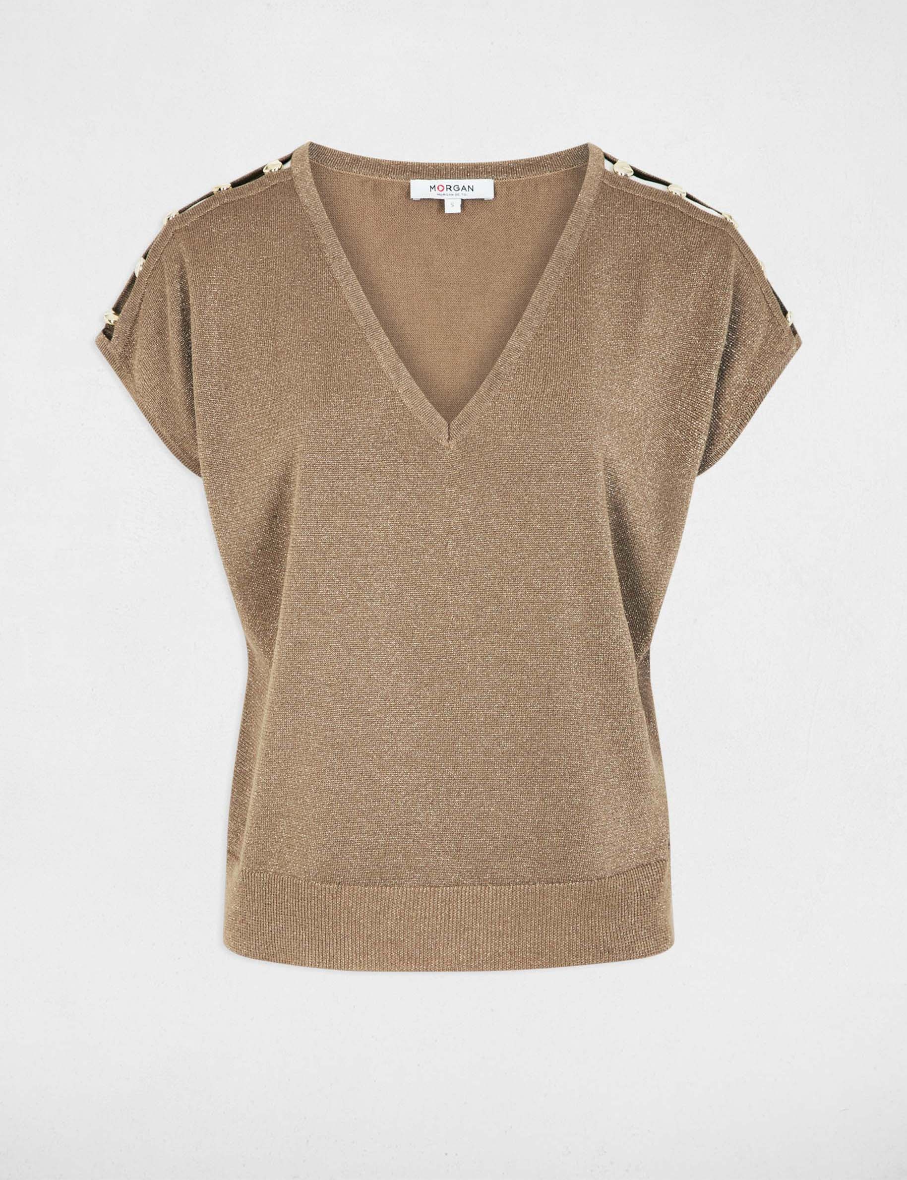 Oversized V-neck sweater taupe women