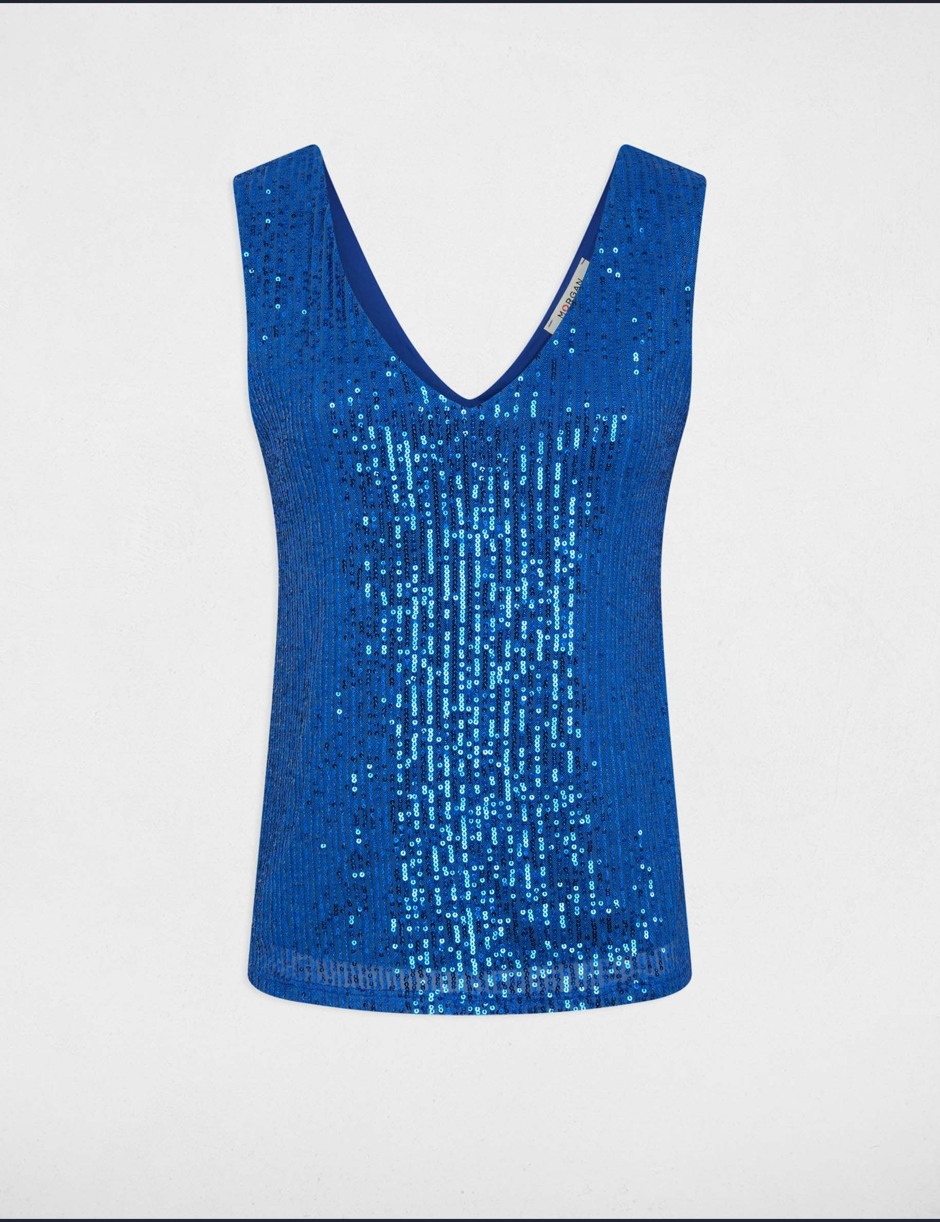 Vest top V-neck and sequins electric blue ladies'