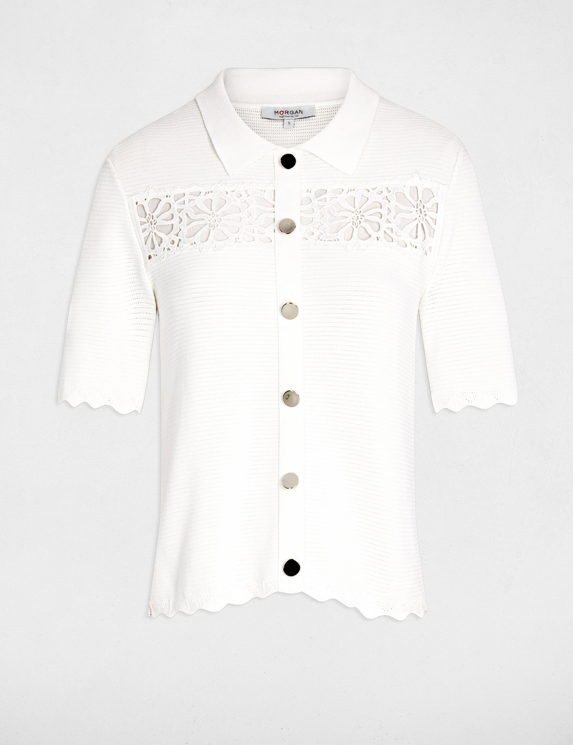Embroidered openwork sweater white women