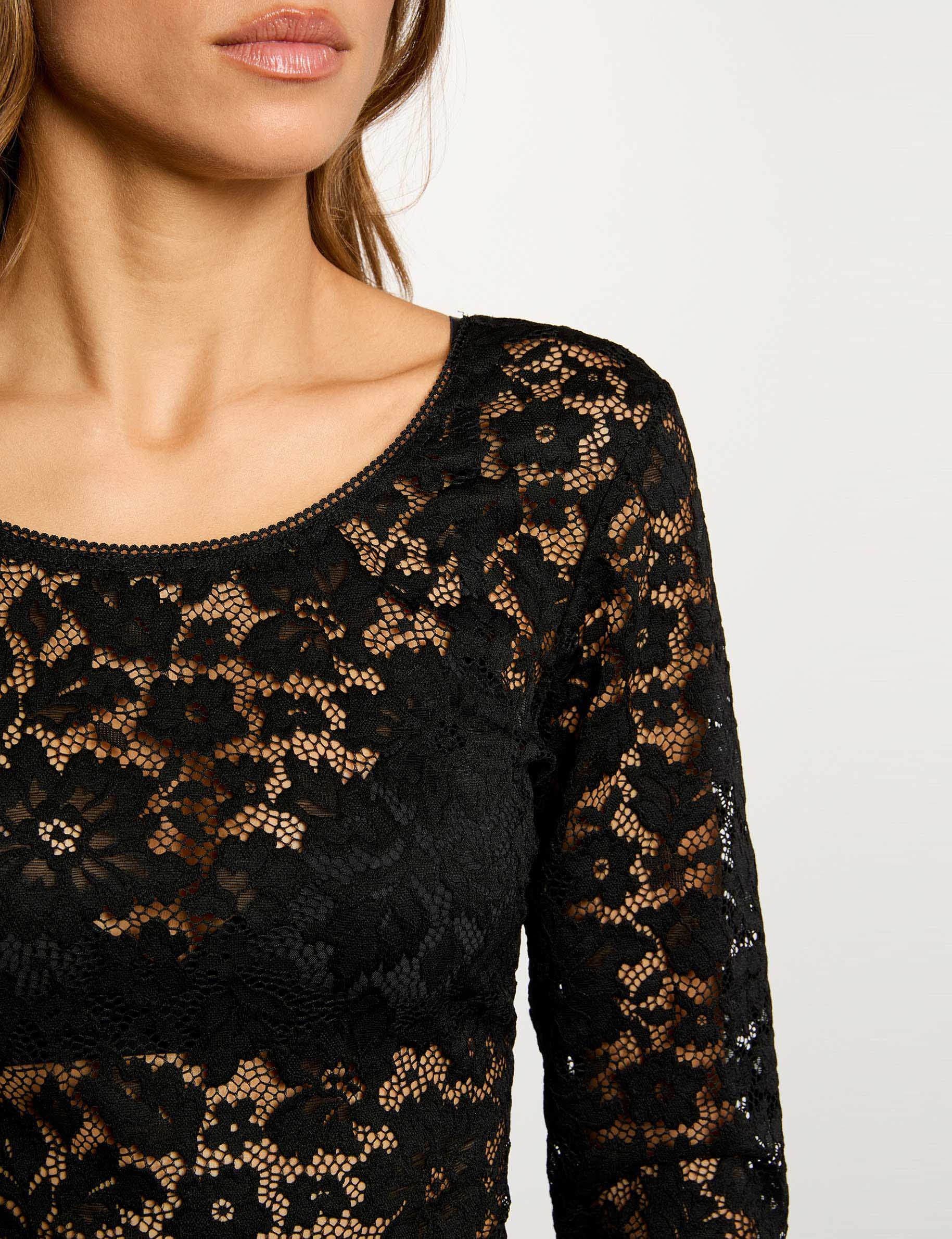 Lace bodysuit with neckline black women