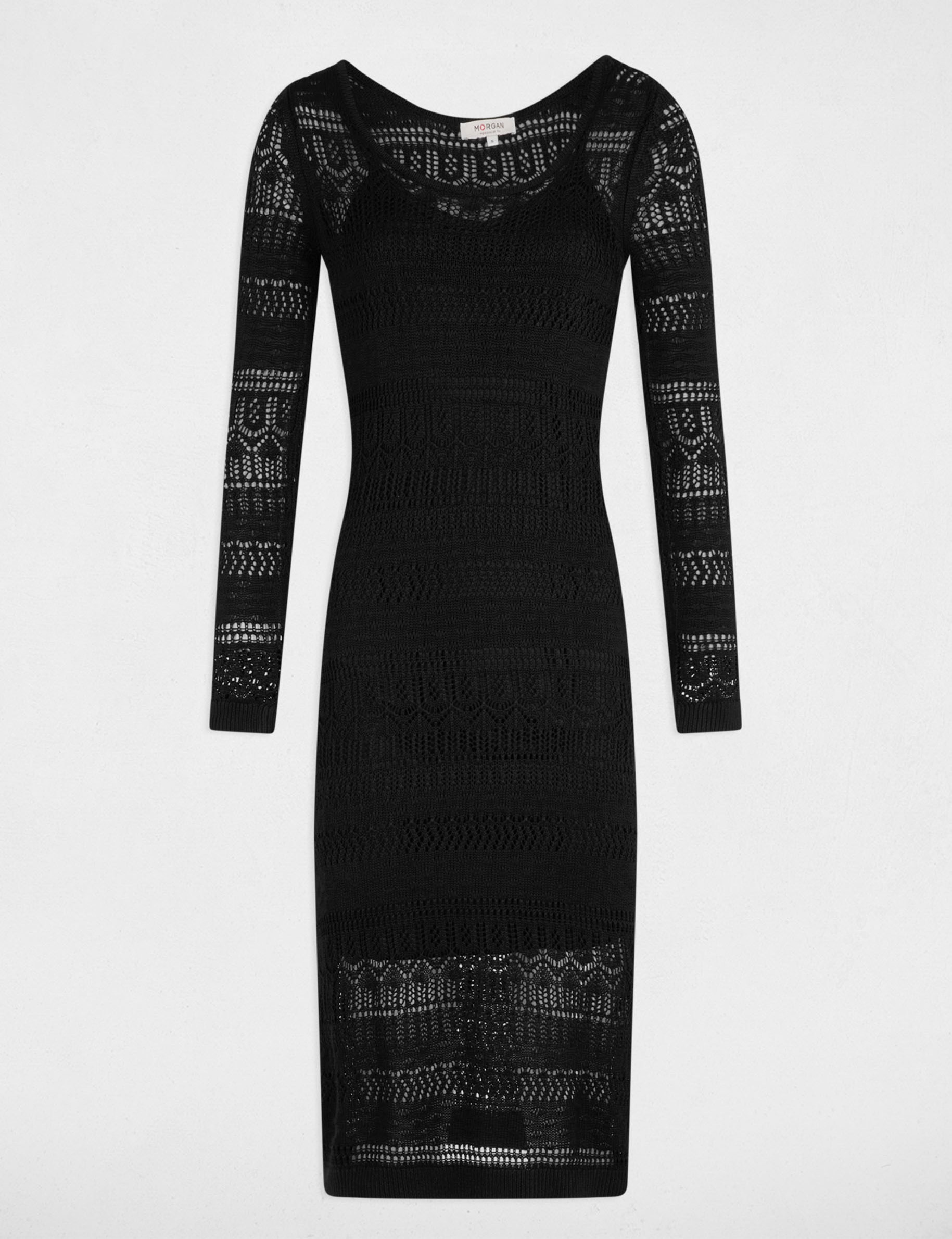 robe tricot longue ajustee noir femme Robe tricot longue ajustée noir femme