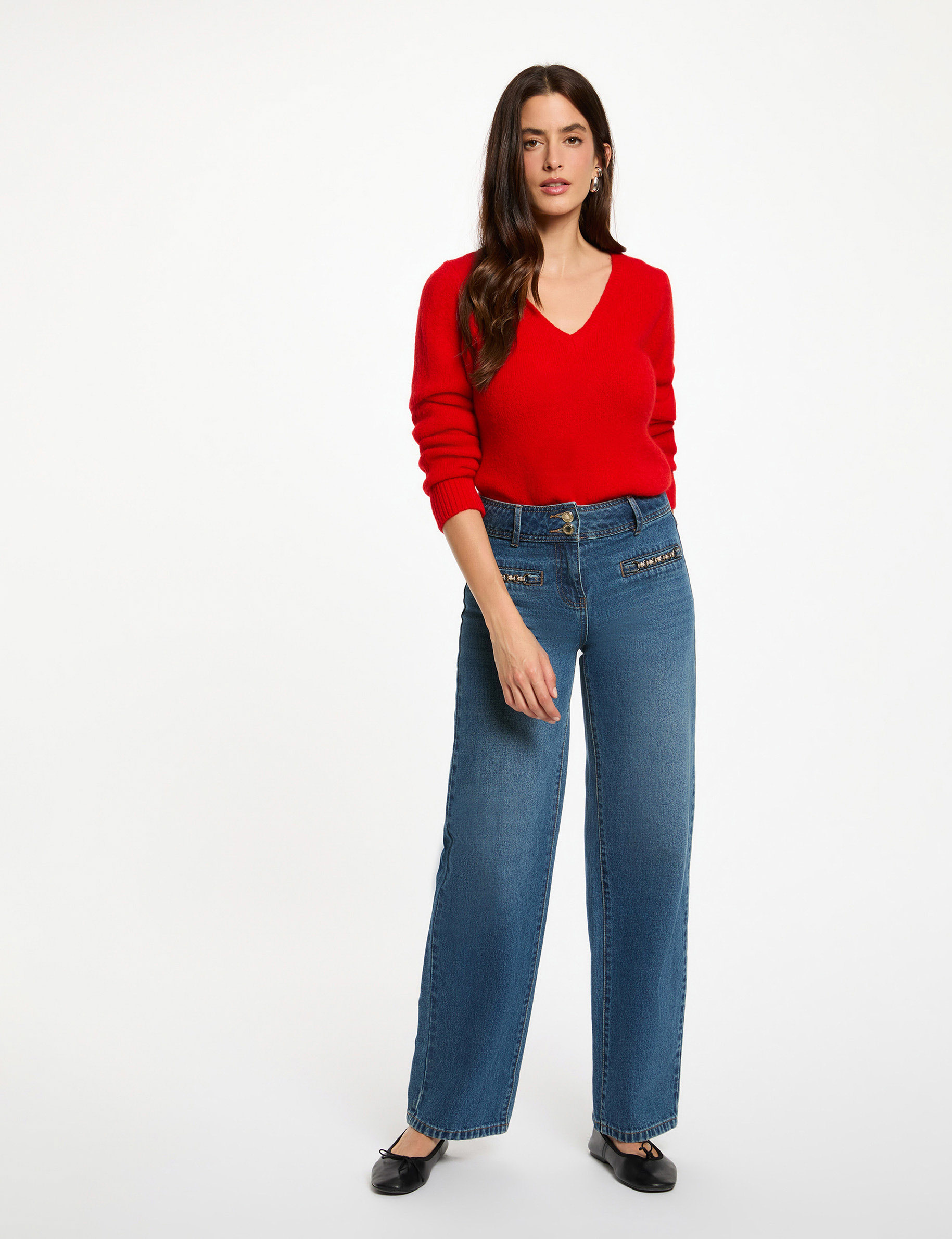 cropped v neck sweater red women Cropped V-neck sweater red women