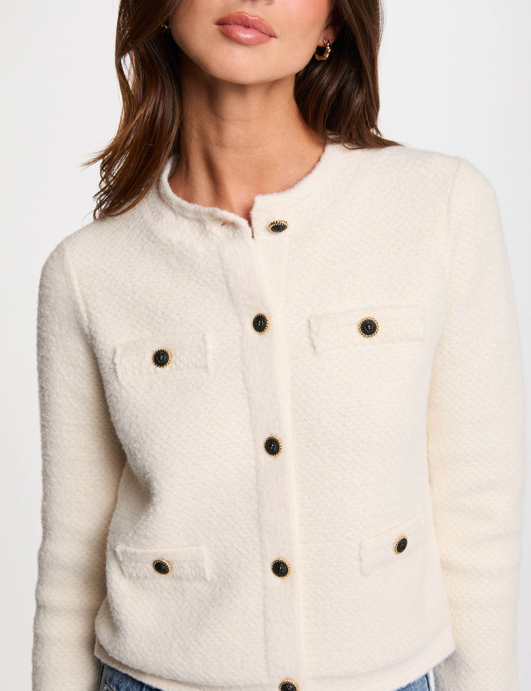 gilet manches longues ivoire femme Gilet manches longues ivoire femme
