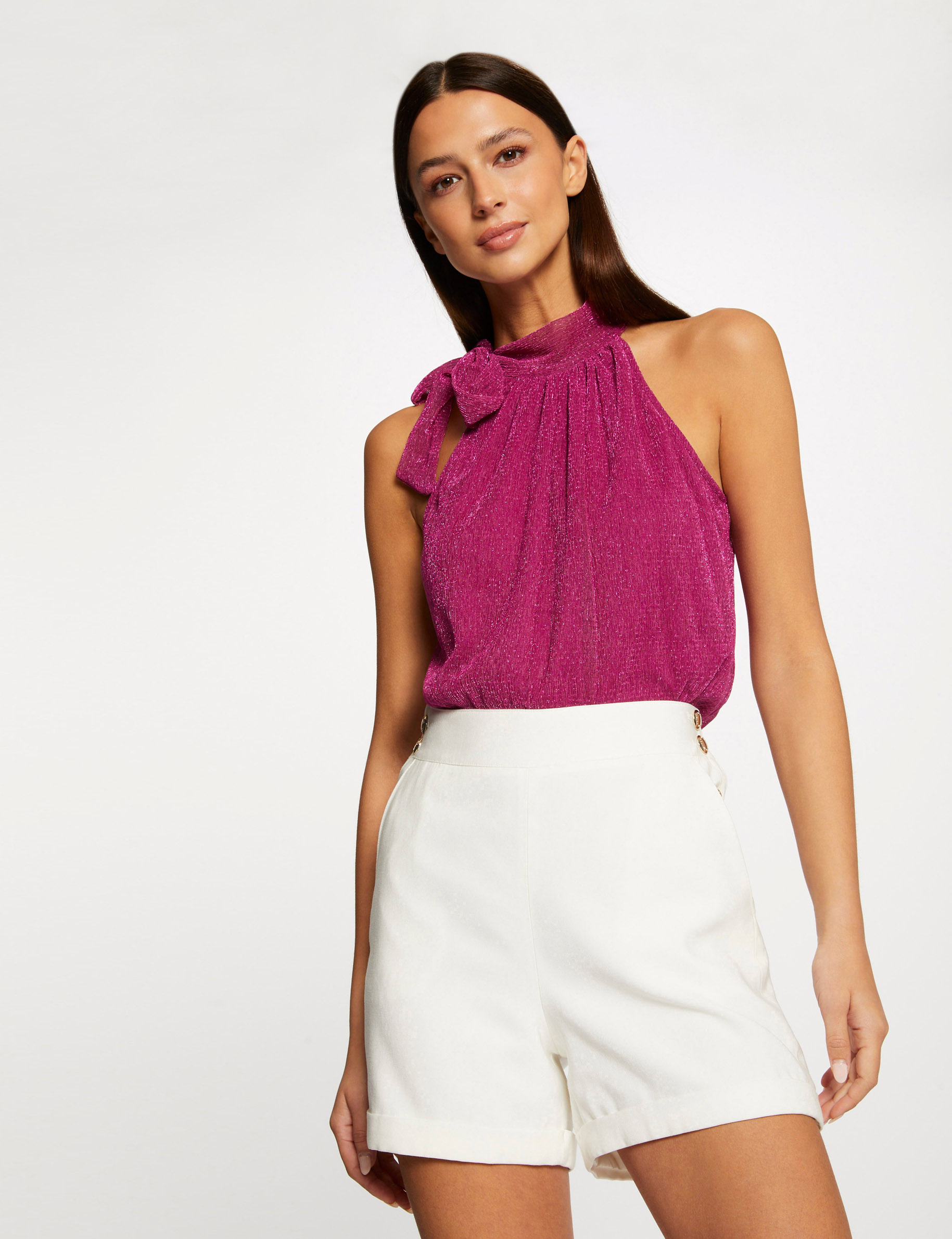 Vest top halter neck with bow pink ladies' Vest top halter neck with bow pink ladies'