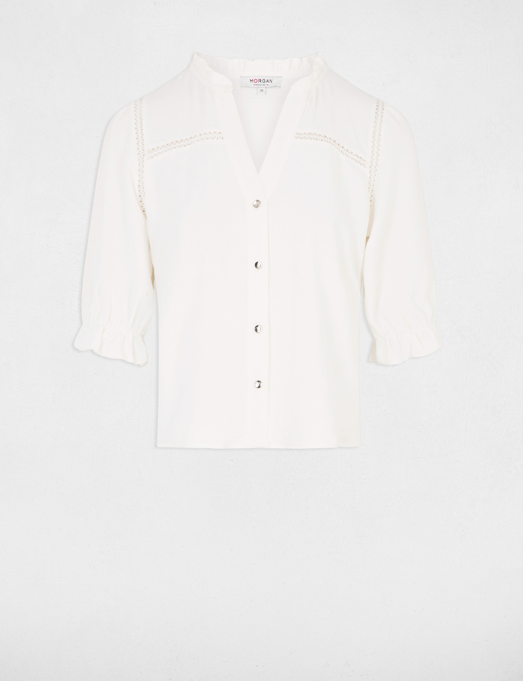 Blouse manches 3/4 ivoire femme