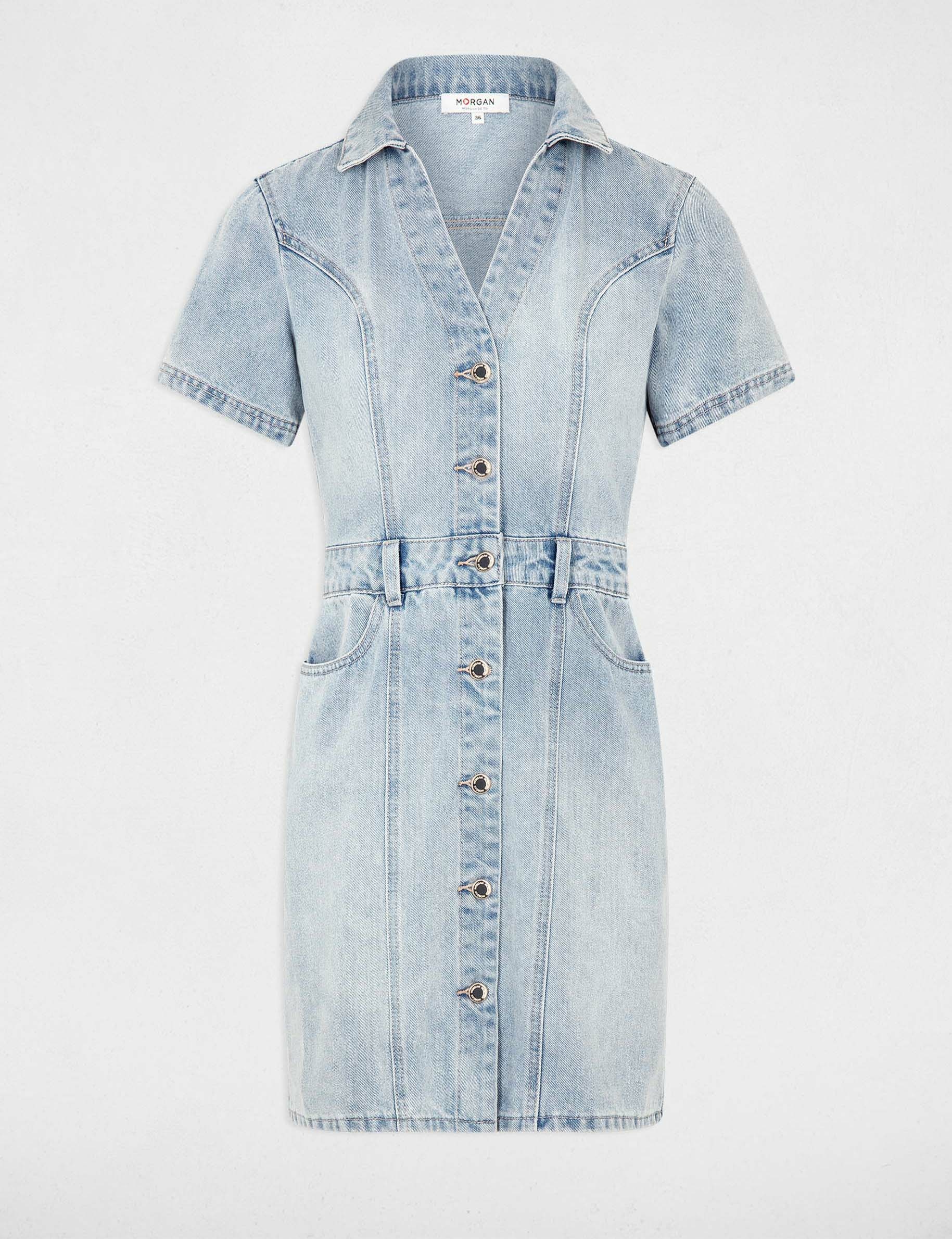 Short fitted denim dress jean bleached women
