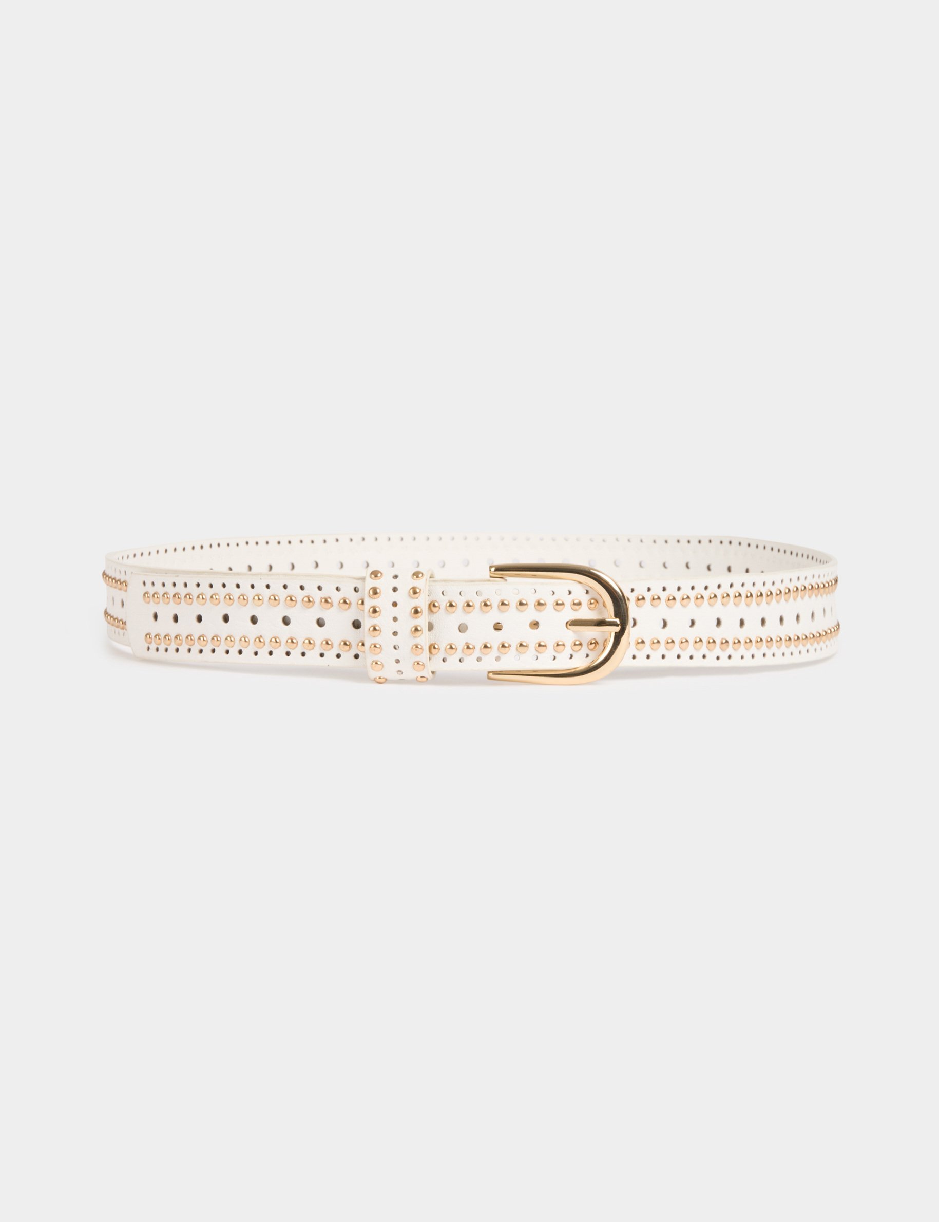 Belt with studs and perforations white women