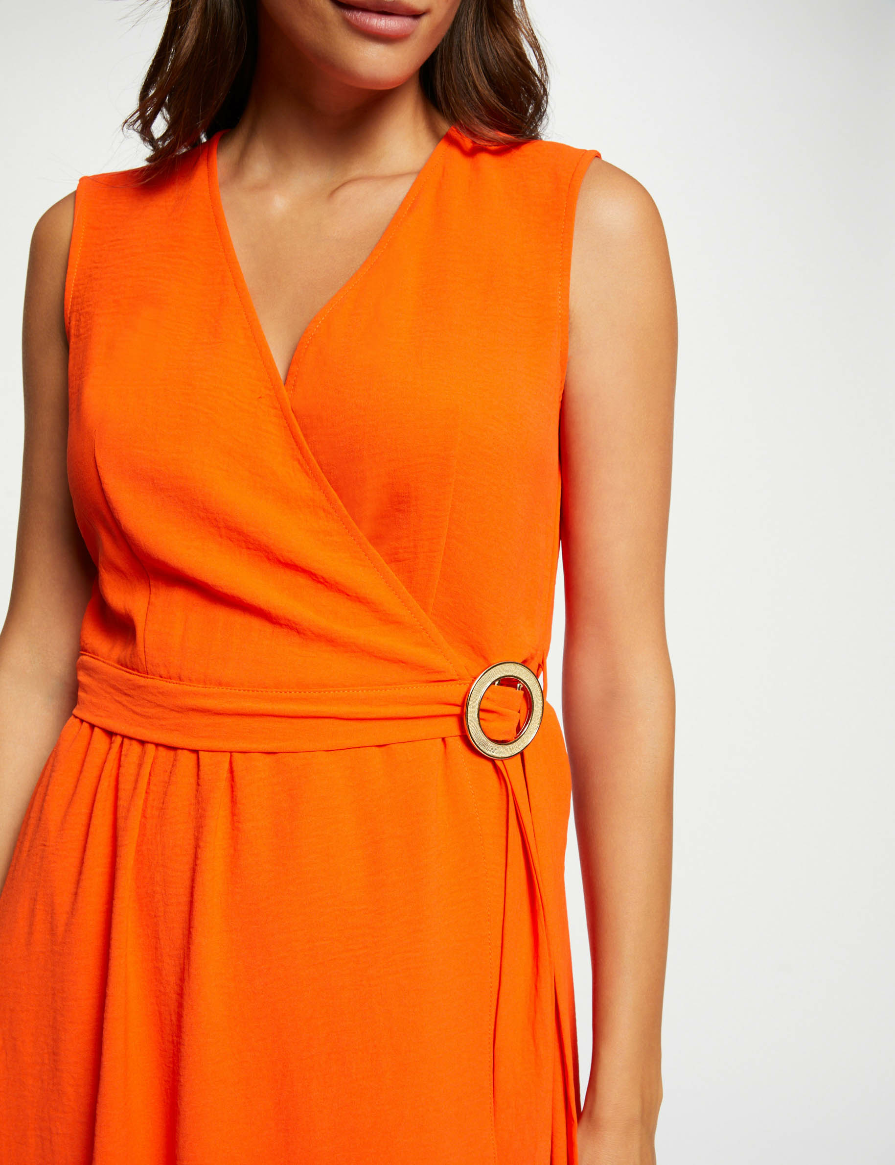 Maxi sleeveless wrap dress orange ladies'