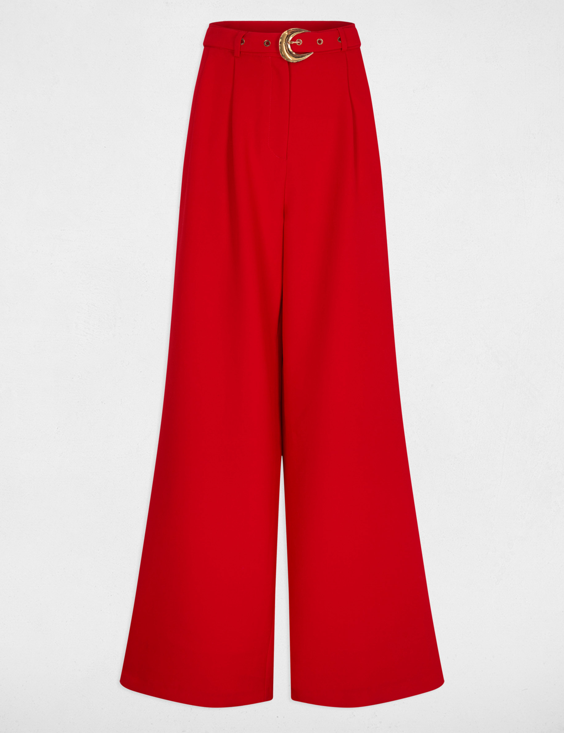 High-waisted wide trousers red women