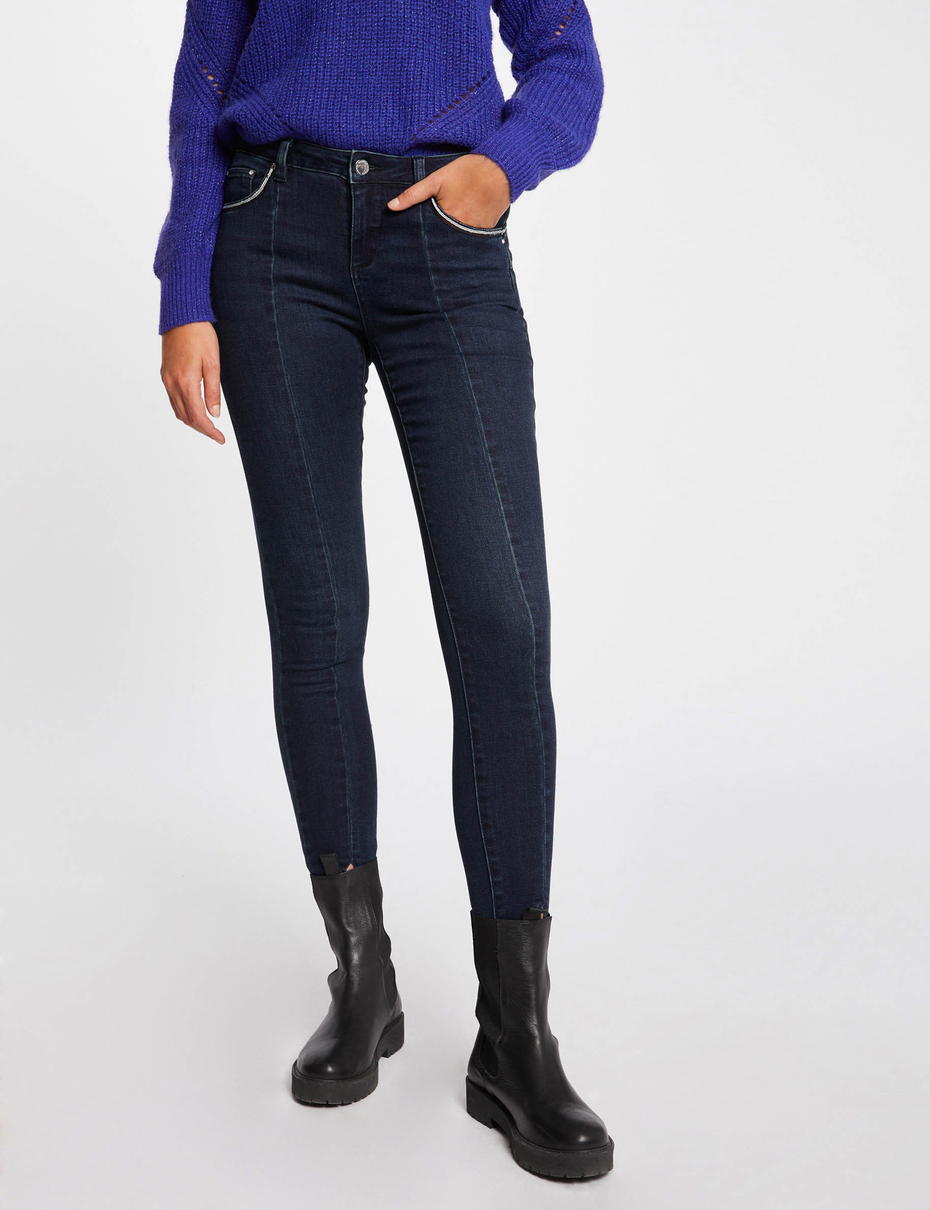 Slim jeans with sequins stone denim ladies'