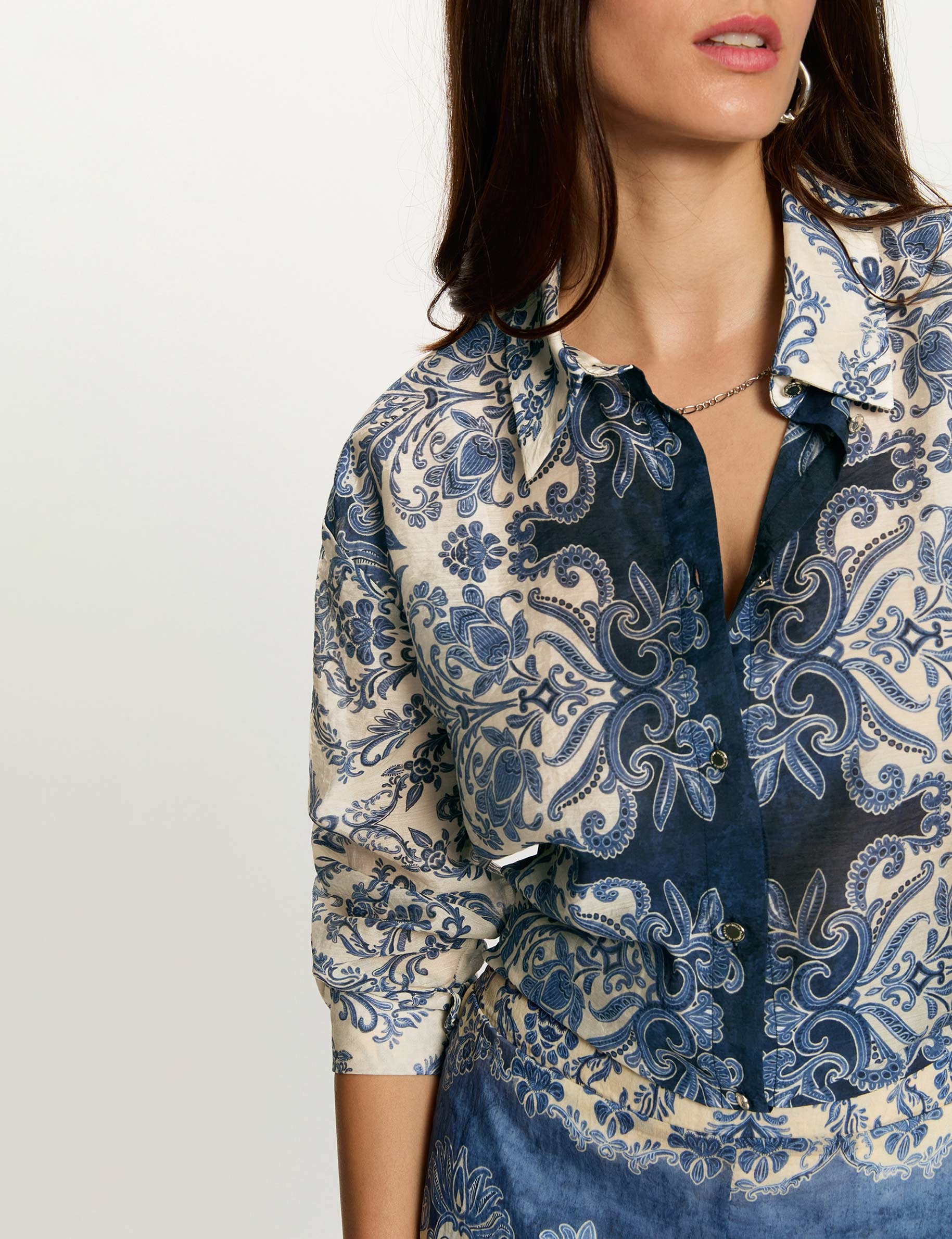 Printed shirt with notched collar multicolor women