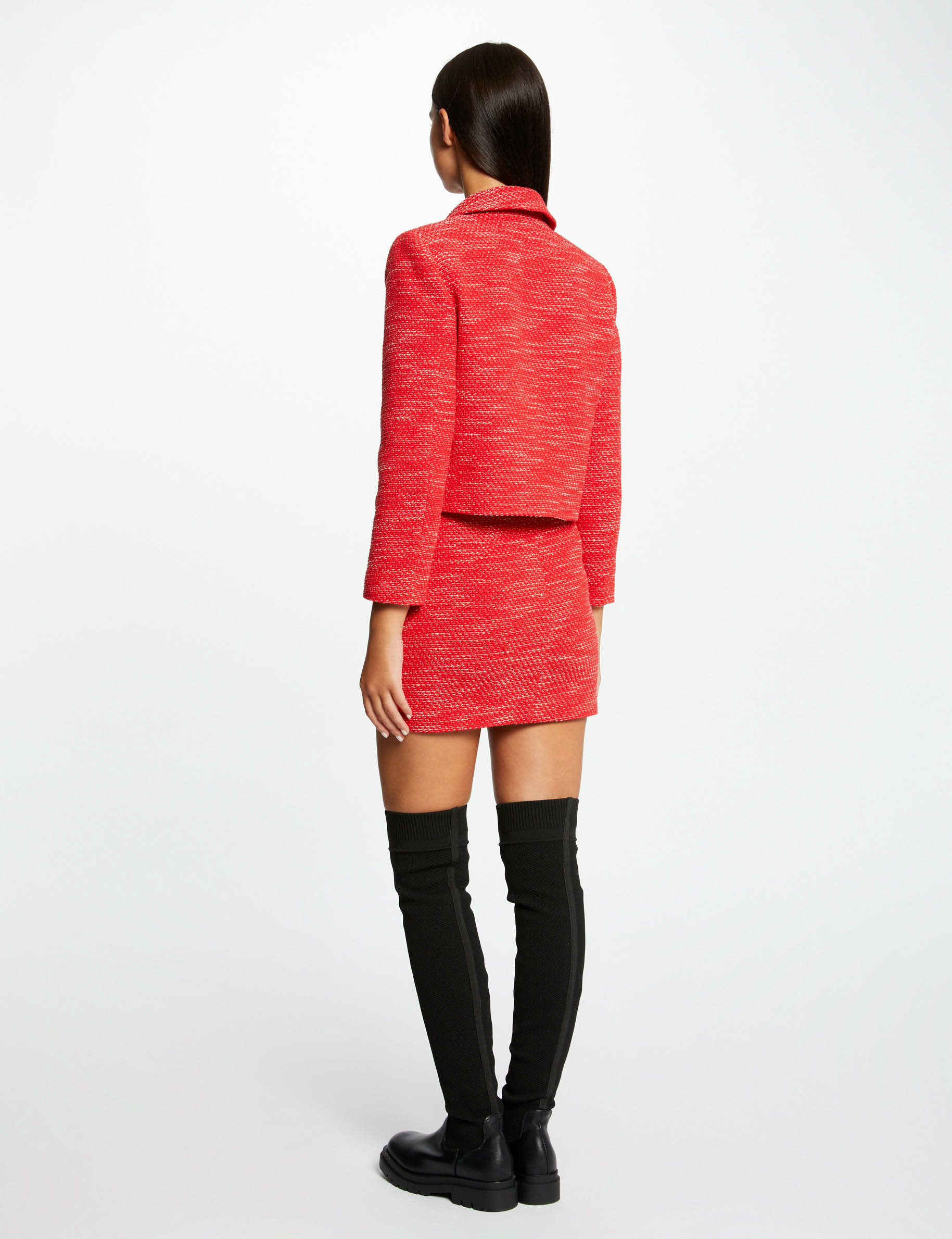 Straight buttoned jacket red ladies'