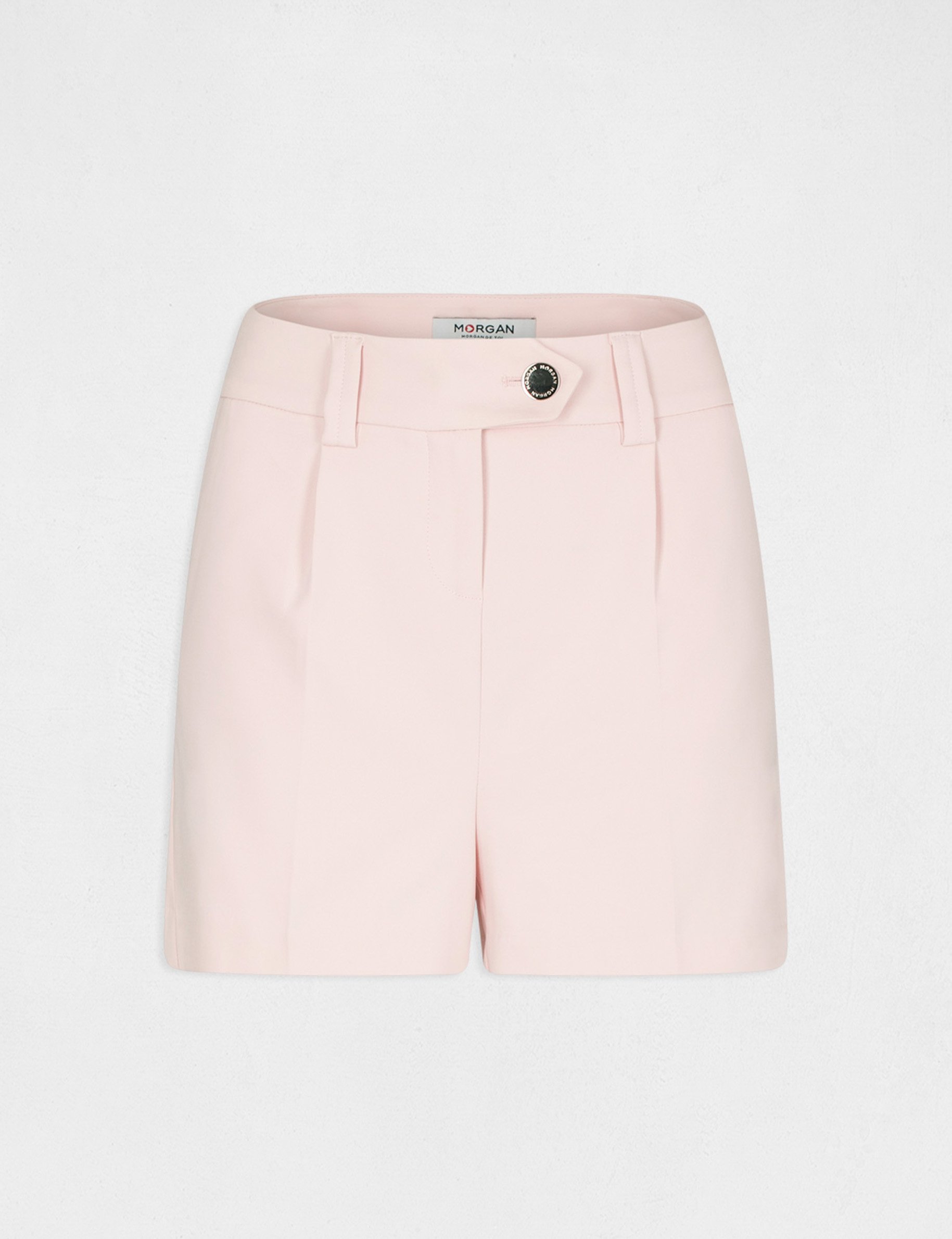 High-waisted straight city shorts light pink women