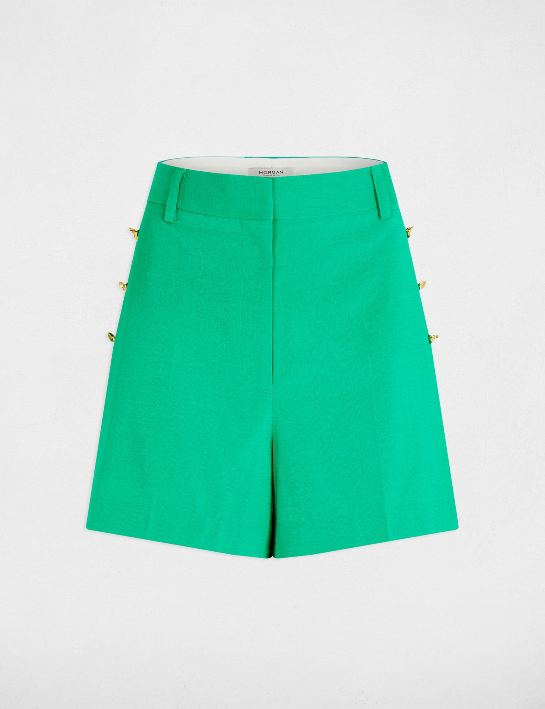 loose shorts with buttons emerald green women Loose shorts with buttons emerald green women