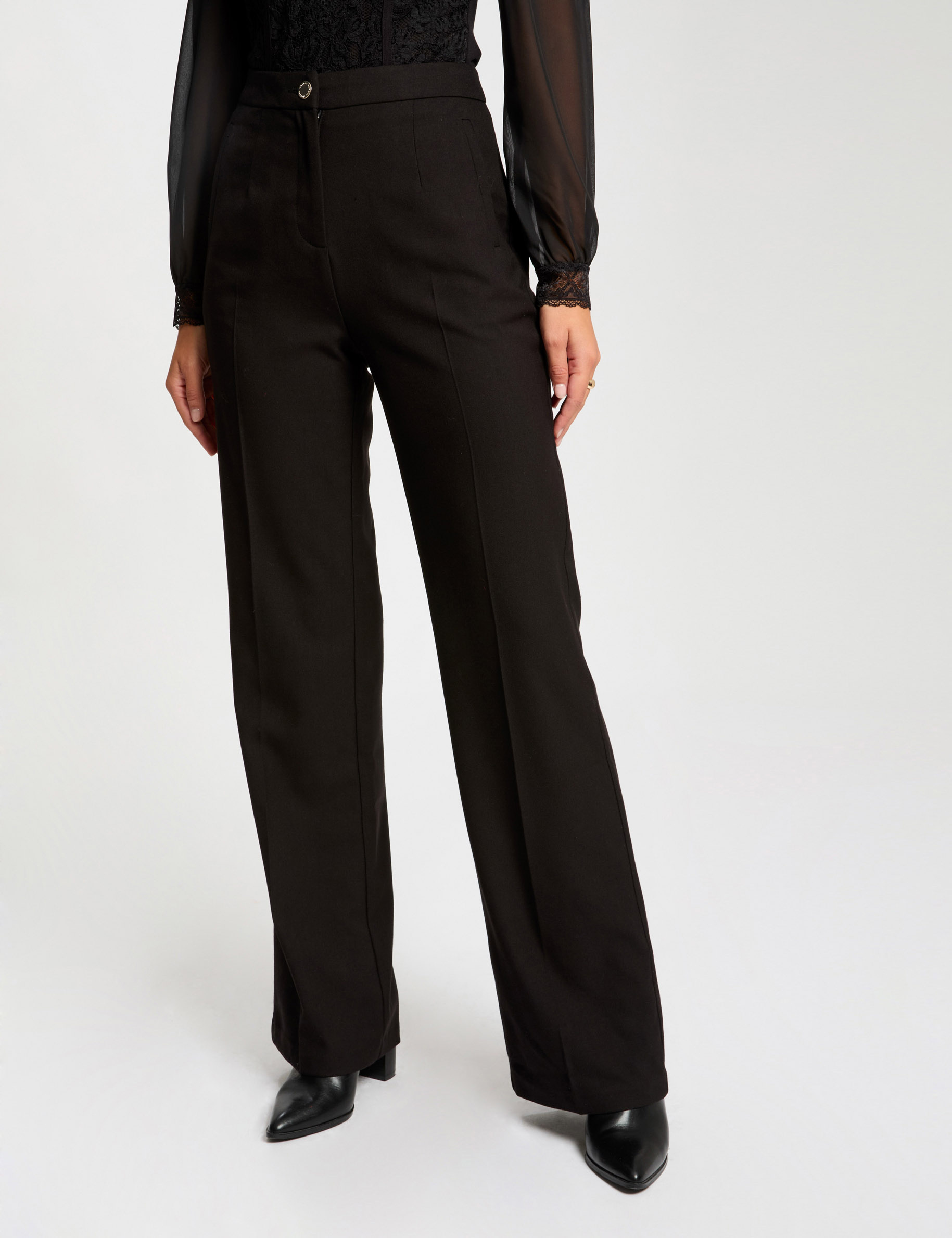 flare trousers with darts black women Flare trousers with darts black women